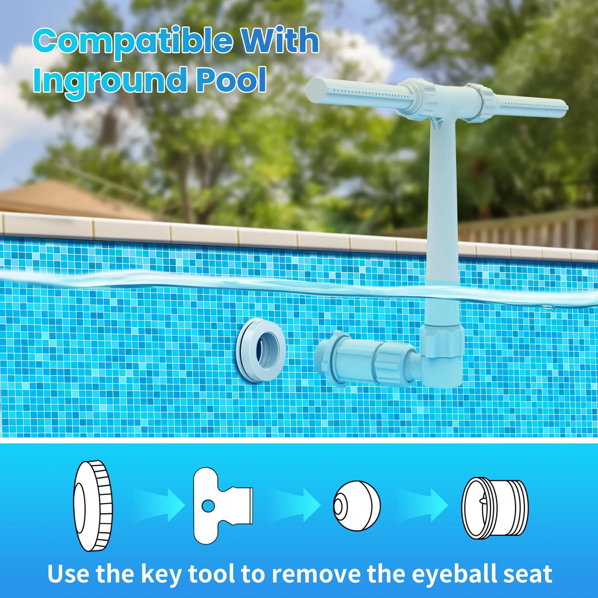 Pool Fountain for Above and In-Ground Pools, Dual Spray Waterfall Sprinkler Fountain, Above Ground Pool Accessories, Adjustable Waterfall Cooling and Relaxation - Image 3