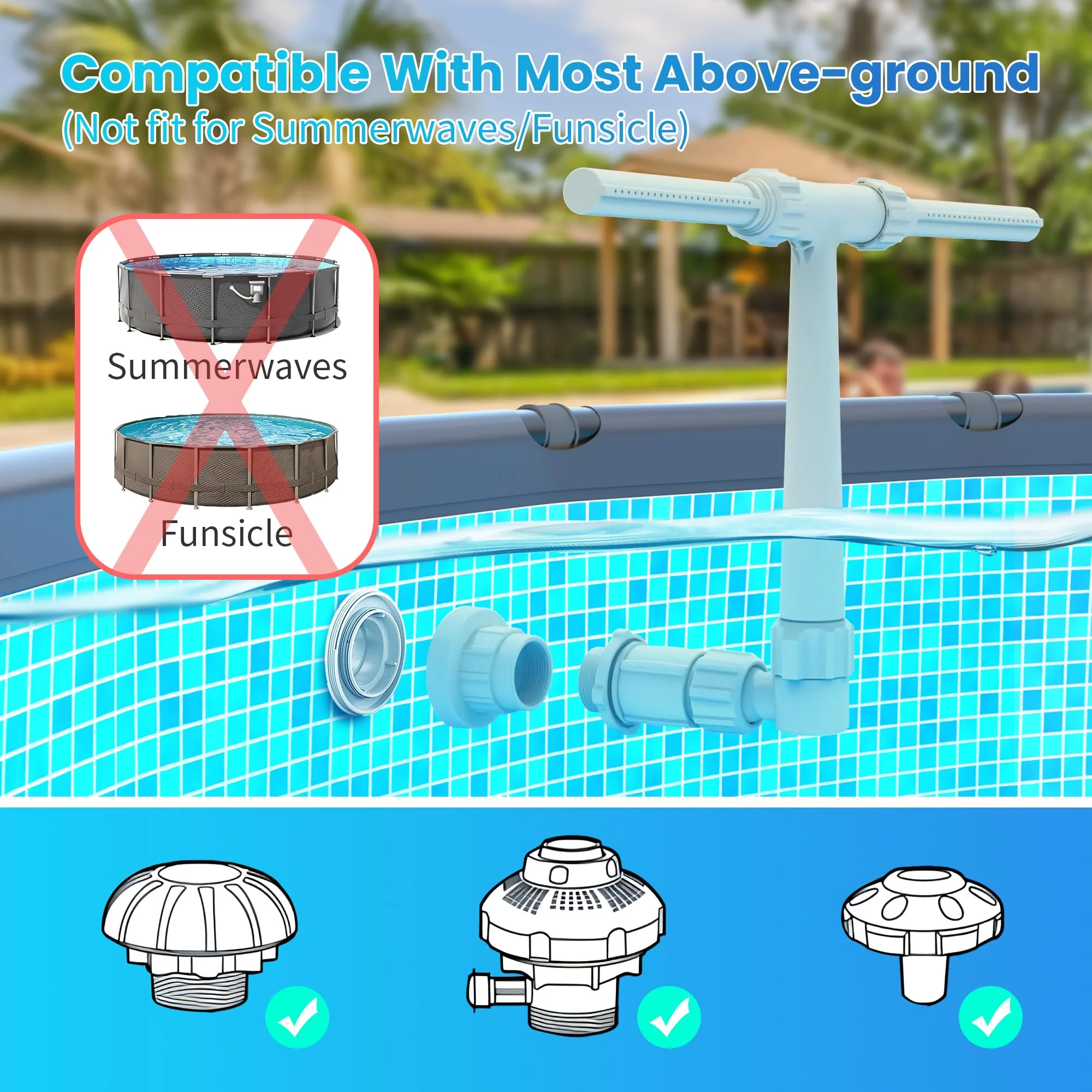 Pool Fountain for Above and In-Ground Pools, Dual Spray Waterfall Sprinkler Fountain, Above Ground Pool Accessories, Adjustable Waterfall Cooling and Relaxation - Image 4