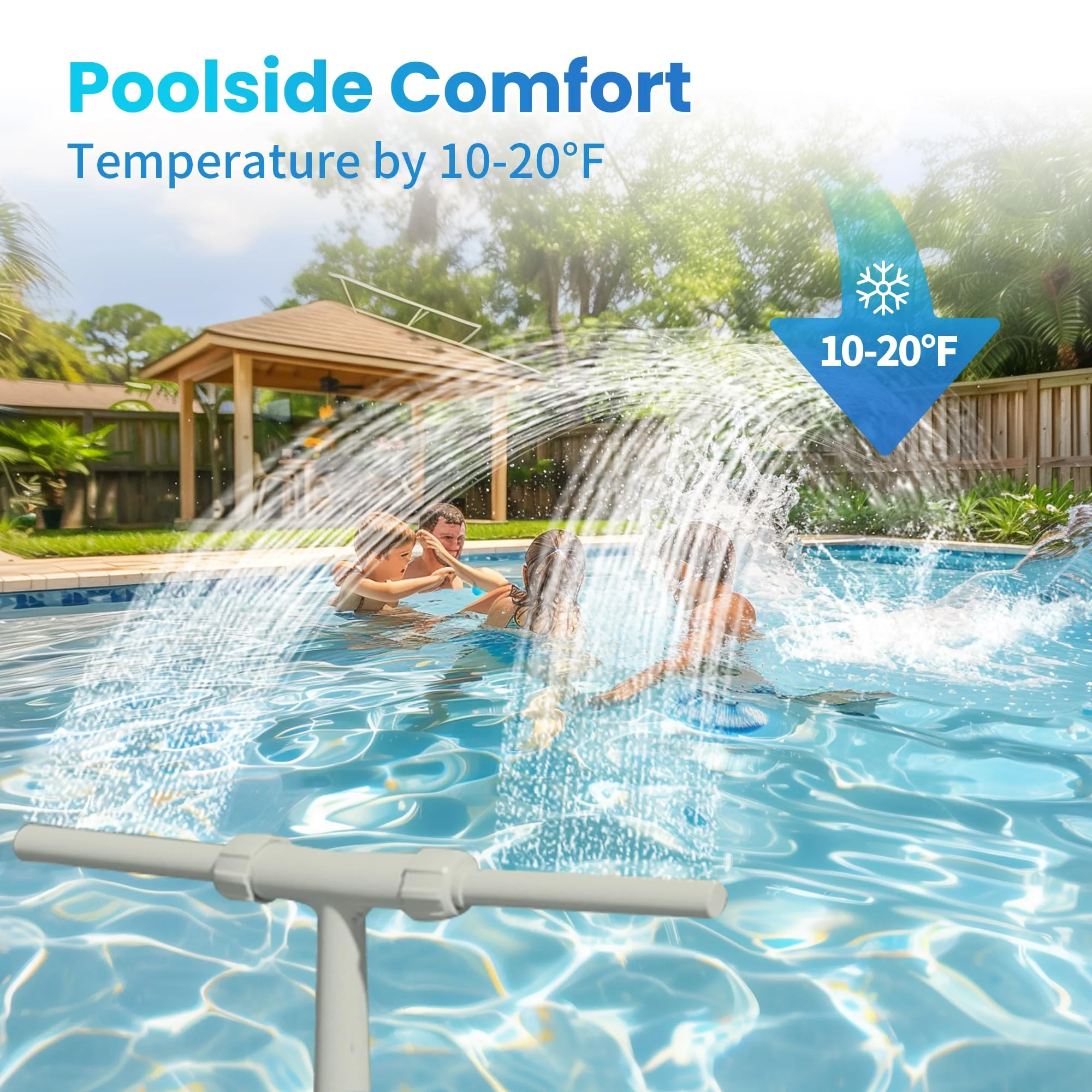 Pool Fountain for Above and In-Ground Pools, Dual Spray Waterfall Sprinkler Fountain, Above Ground Pool Accessories, Adjustable Waterfall Cooling and Relaxation - Image 7