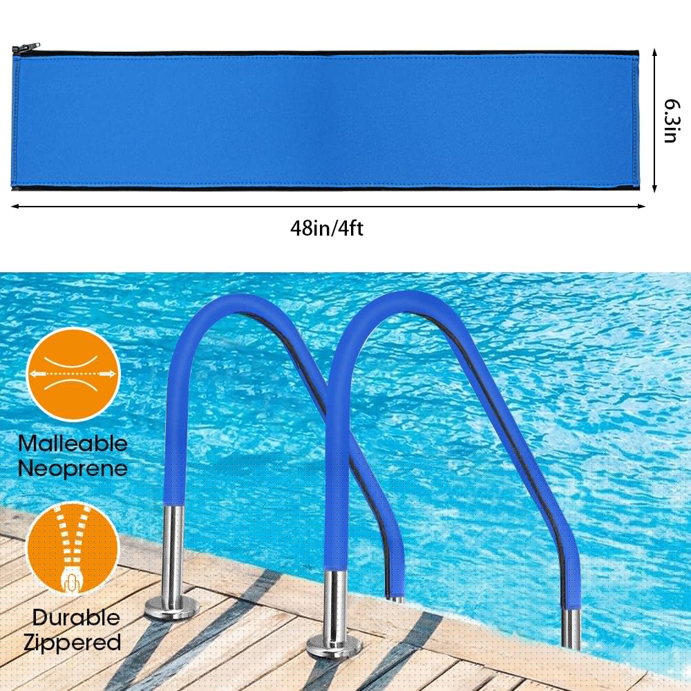 Pool Handrail Cover, 4 Feet Swimming Pool Hand Railing Covers with Zipper Slip Resistant Anti-Scald Safety Rail Grip Handles Sleeve for Swimming Pools Inground Ladder Hand Rail Grips-Blue - Image 8
