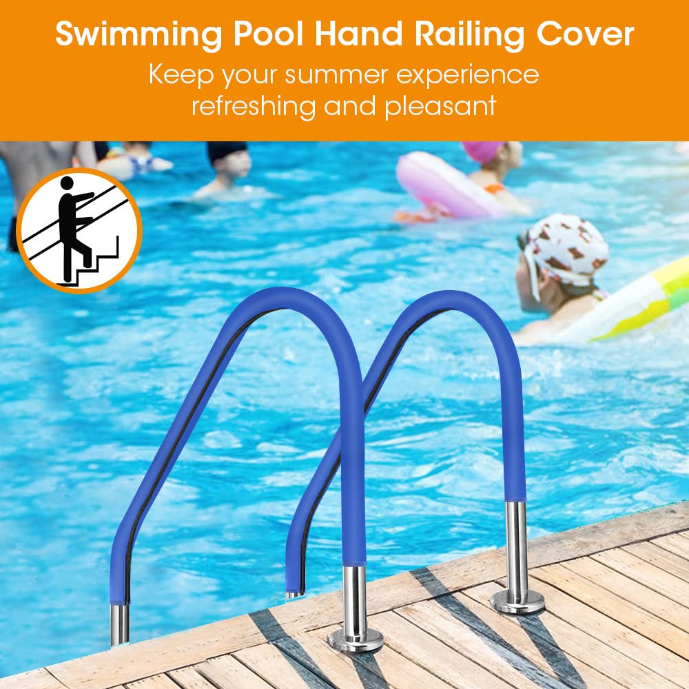 Pool Handrail Cover, 6 Feet Swimming Pool Hand Railing Covers with Zipper Non Slip Anti-Scald Safety Rail Grip Handles Sleeve for Swimming Pools Inground Ladder Hand Rail Grips-Blue - Image 4
