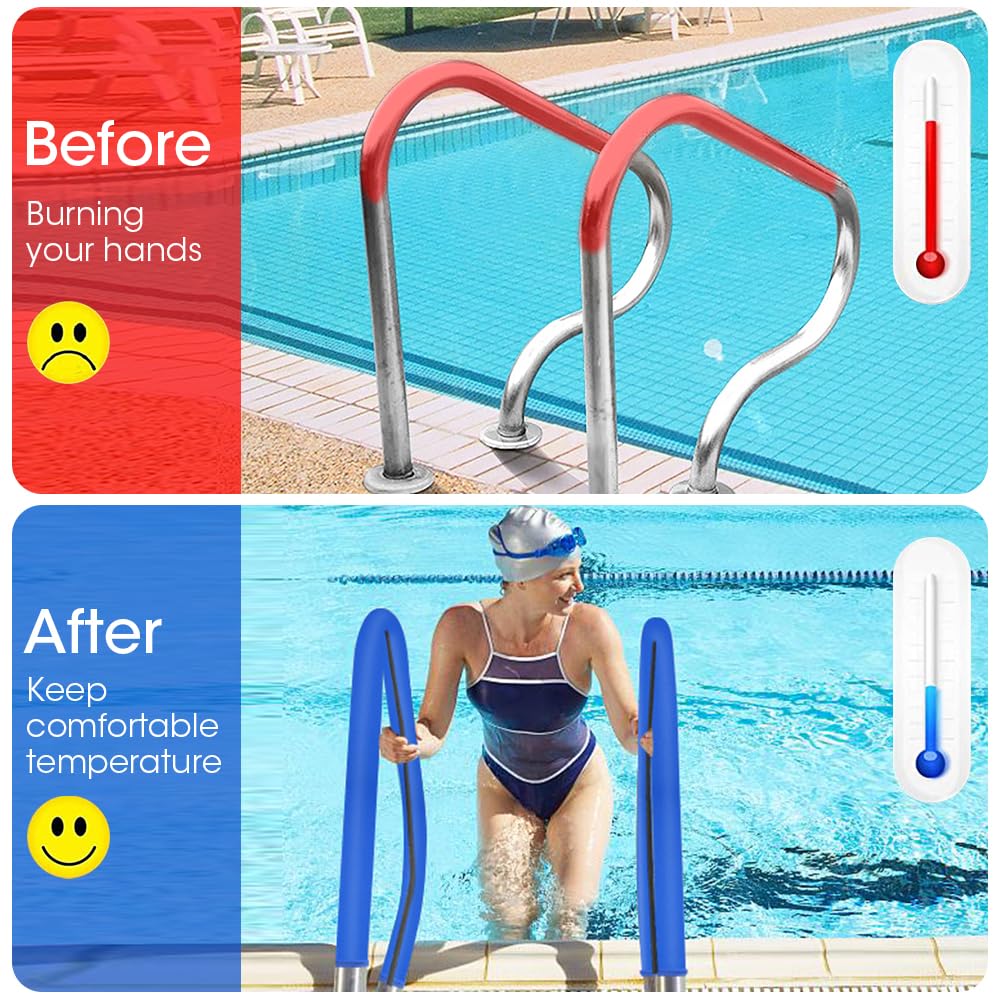 Pool Handrail Cover, 6 Feet Swimming Pool Hand Railing Covers with Zipper Non Slip Anti-Scald Safety Rail Grip Handles Sleeve for Swimming Pools Inground Ladder Hand Rail Grips-Blue - Image 5