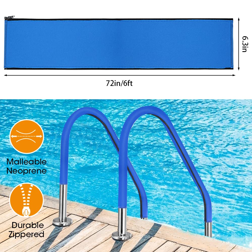 Pool Handrail Cover, 6 Feet Swimming Pool Hand Railing Covers with Zipper Non Slip Anti-Scald Safety Rail Grip Handles Sleeve for Swimming Pools Inground Ladder Hand Rail Grips-Blue - Image 7