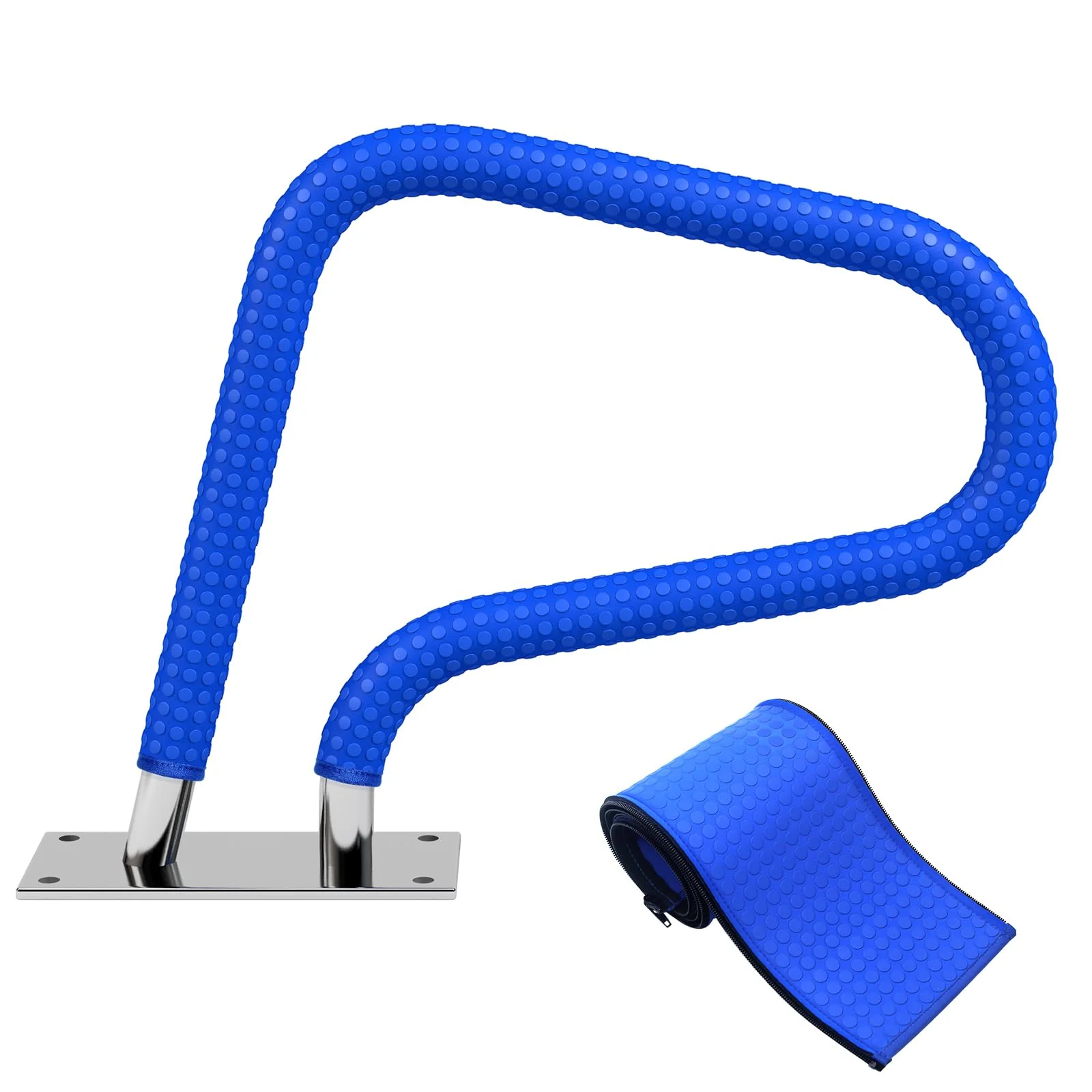Pool Handrail Covers with Zippers 4 6 8 10 Ft Inground Swimming Pools Hand Rail Cover, Anti-Slip Cool Touch Heat Resistant, Royal Blue, Non Slip Swim Pool Railing Ladder Stair Handle Grip (10 Feet)