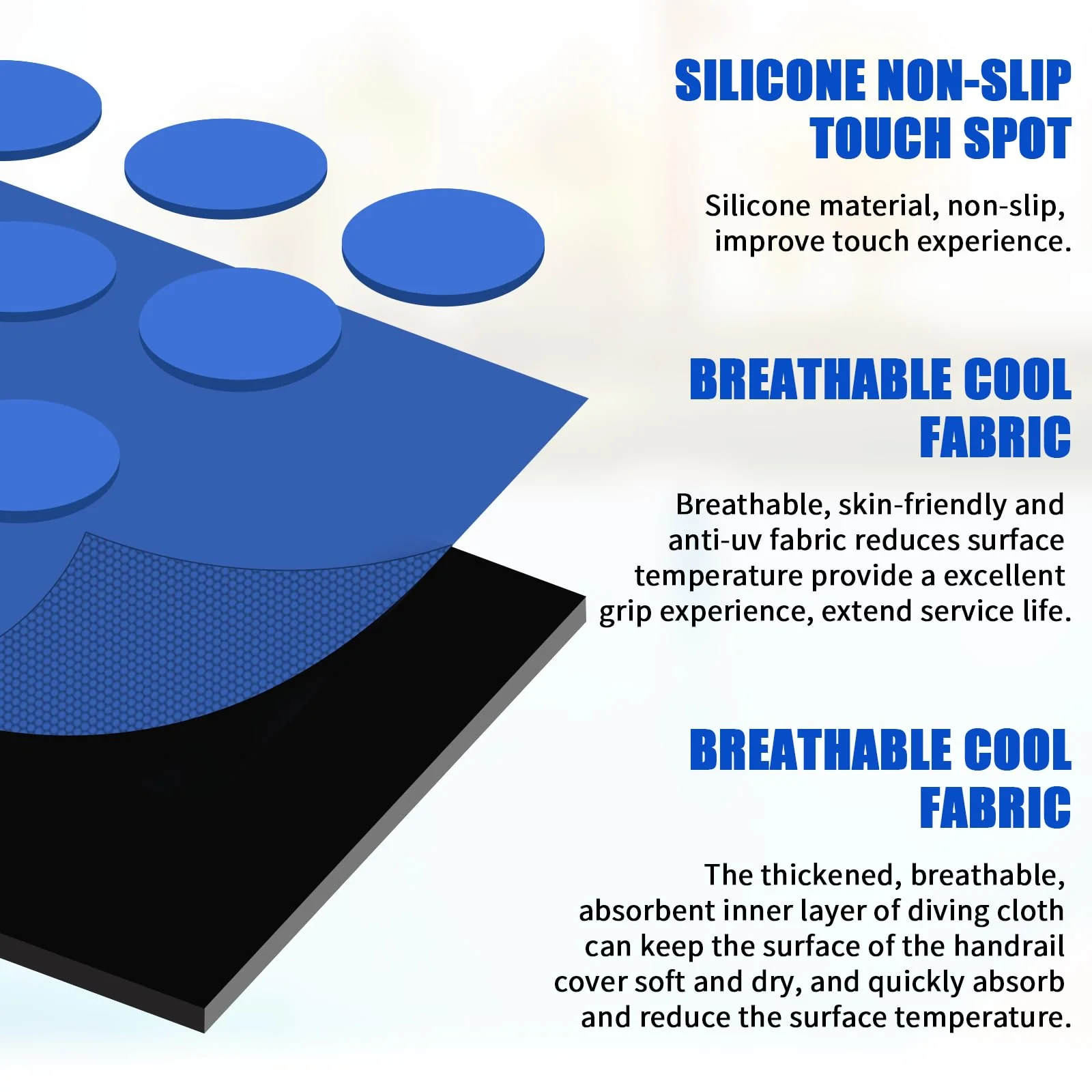 Pool Handrail Covers with Zippers 4 6 8 10 Ft Inground Swimming Pools Hand Rail Cover, Anti-Slip Cool Touch Heat Resistant, Royal Blue, Non Slip Swim Pool Railing Ladder Stair Handle Grip (6 Feet) - Image 4