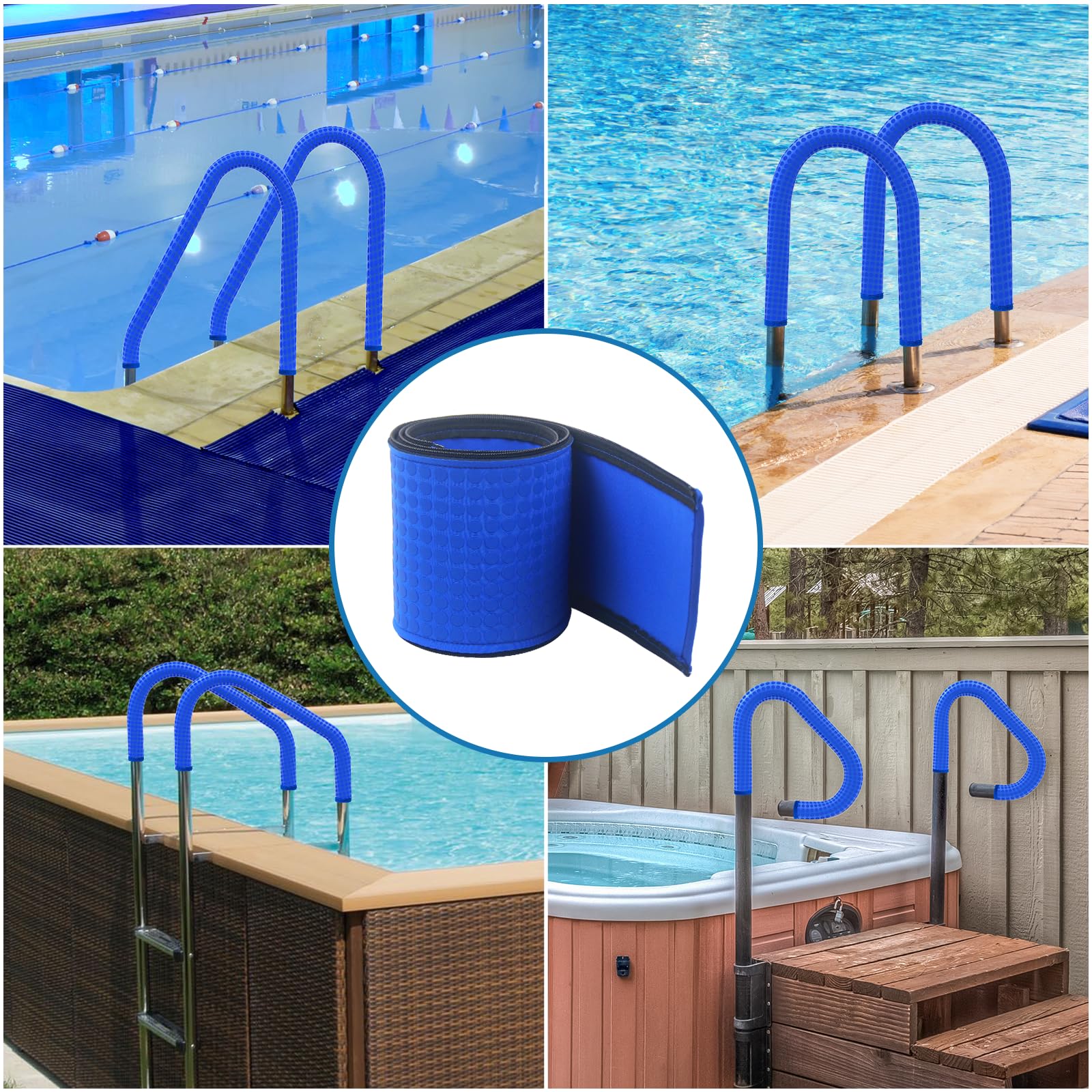 Pool Handrail Covers with Zippers 4 6 8 10 Ft Inground Swimming Pools Hand Rail Cover, Anti-Slip Cool Touch Heat Resistant, Royal Blue, Non Slip Swim Pool Railing Ladder Stair Handle Grip (8 Feet) - Image 5