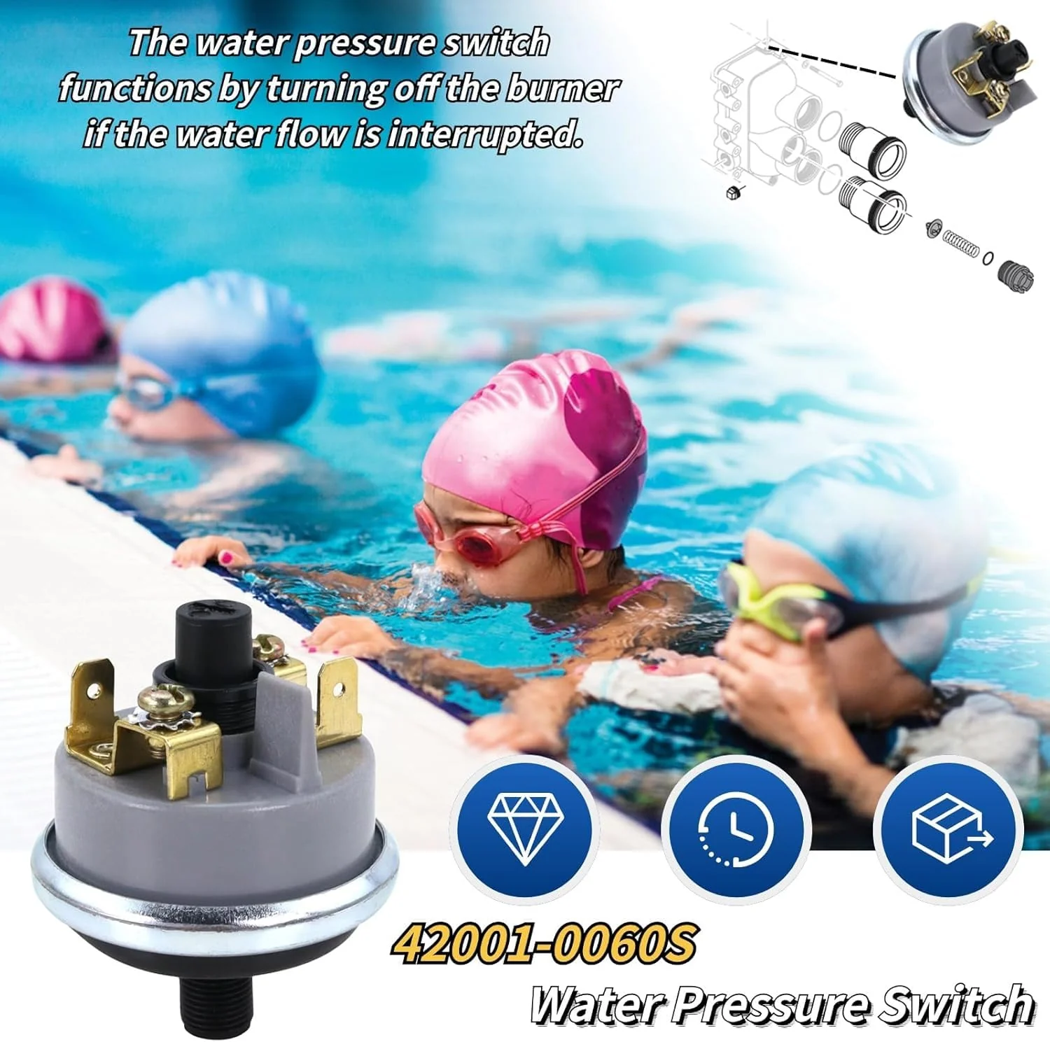 Pool Heater Repair Kit Includes Stack Flue Sensor, Thermistor & Switch for Pentair MasterTemp & Max-E-Therm Pool Heaters Replace# 42002-0024S, 42001-0053S, 42001-0060S, 42002-0025S, 42001-0063S - Image 6