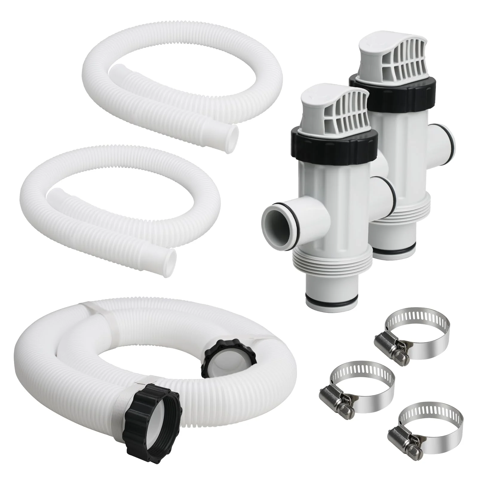 Pool Hoses for Intex Above Ground Pool and Pump, Above Ground Swimming Pool Accessories Include 1.5" Pool Pump Hose 59" Long, 1.25" Pool Hose 3Ft Long, 11872 Dual Split Hoses Plunger Valve
