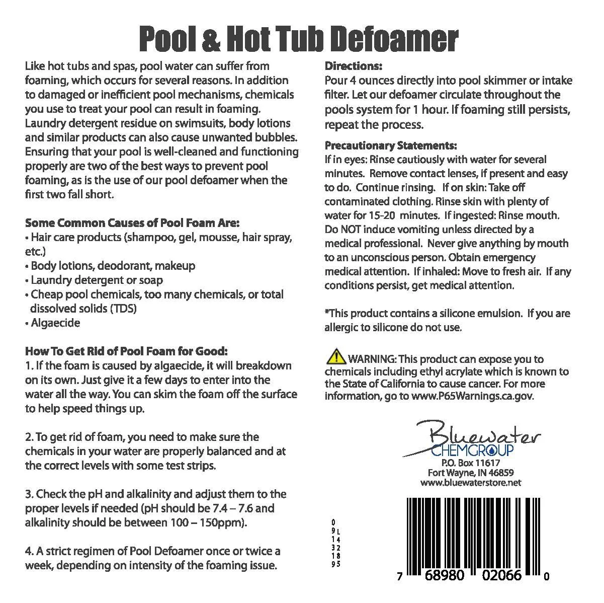 Pool & Hot Tub Defoamer, 1 Gallon, Quickly Eliminate Foam in Pool or hot tubs. - Image 2