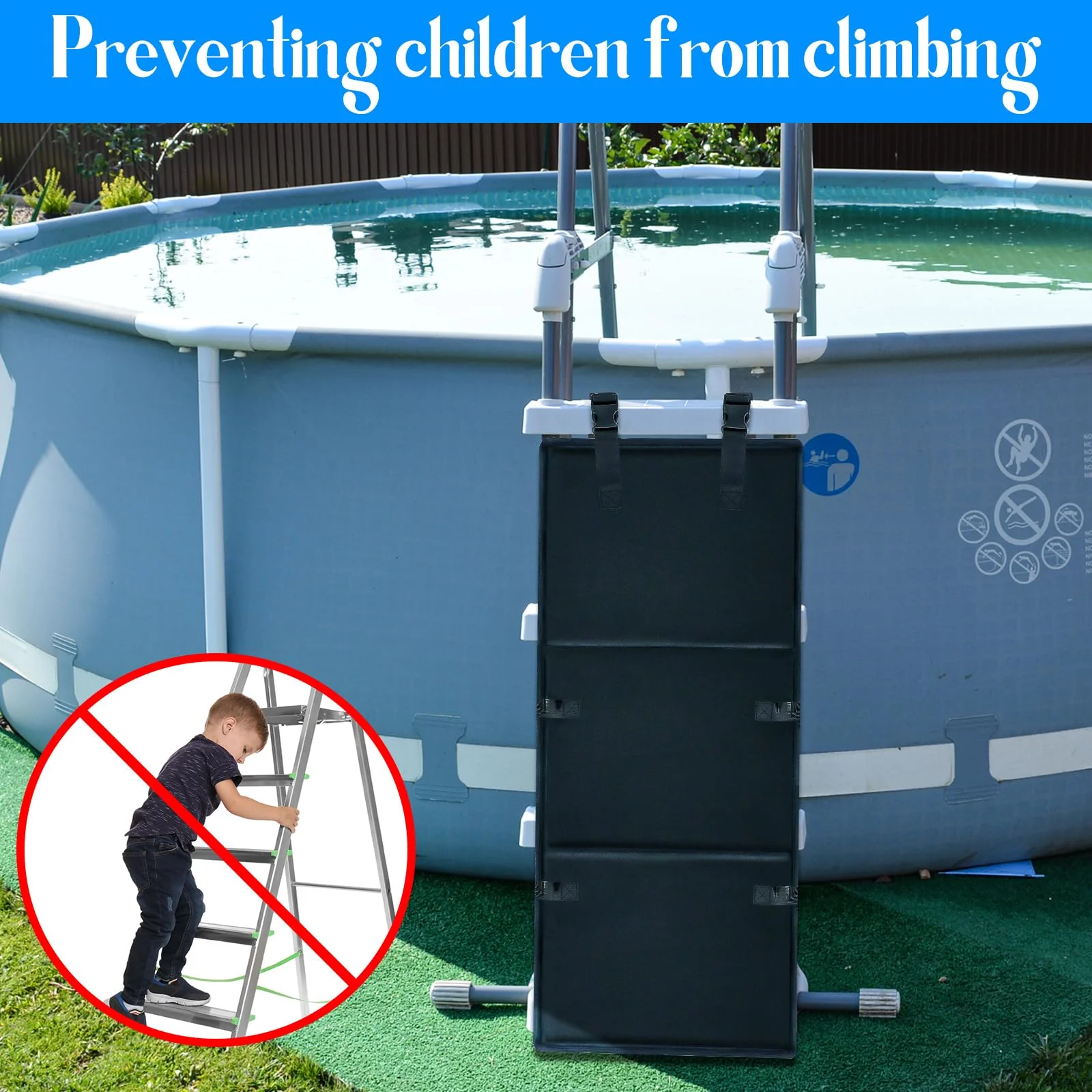 Pool Ladder Protector Cover 15x31.5in,Pool Ladder Guard for Above Ground Pool to Prevent Kids from Climbing,Falling,Bunk Bed Ladder Guard Protector - Image 3
