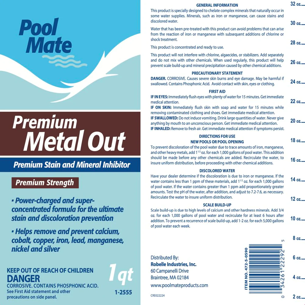 Pool Mate 1-Quart Premium Metal Out Stain and Mineral Inhibitor, Pool Metal Remover, Stain Remover, Made in USA - Image 5