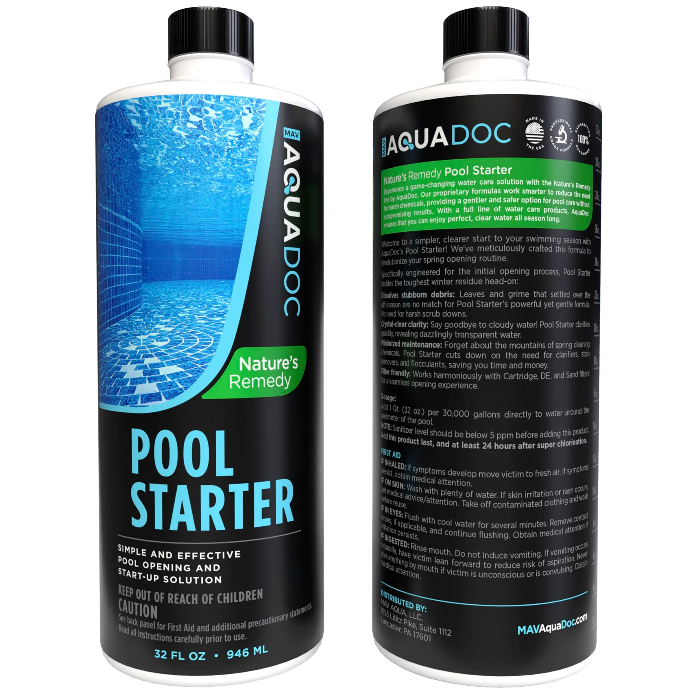 Pool Opening Chemical - 32oz for up to 30,000 gallons - Pool Starter Kit for Above Ground & Inground Pools - AquaDoc Pool Chemicals Made in USA - Image 2
