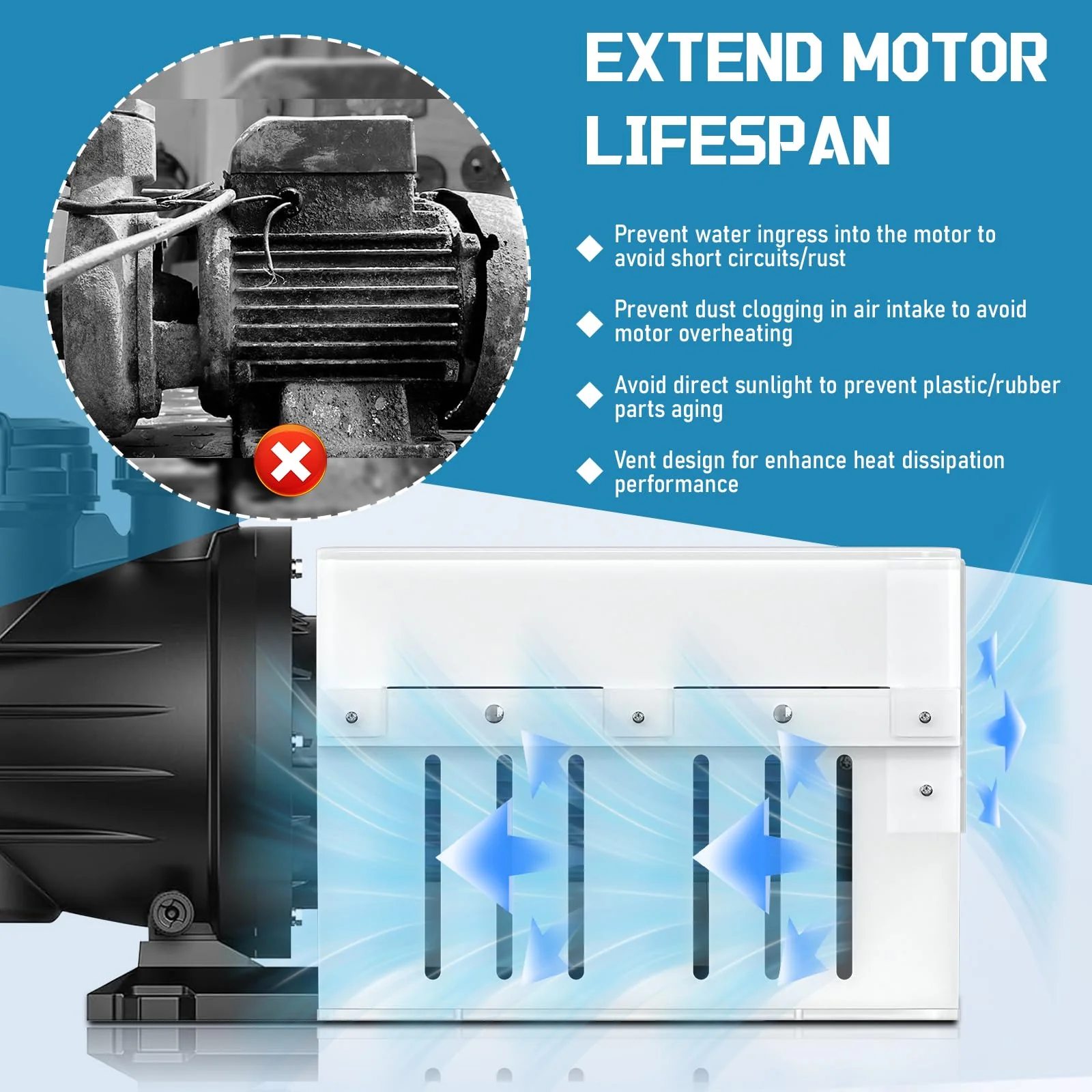 Pool Pump Covers for Outside Units, Swimming Pool Motor Cover for Above Ground Protection, ABS Material - Weatherproof/UV-Resistant Protection/Water Resistant, White - Image 4