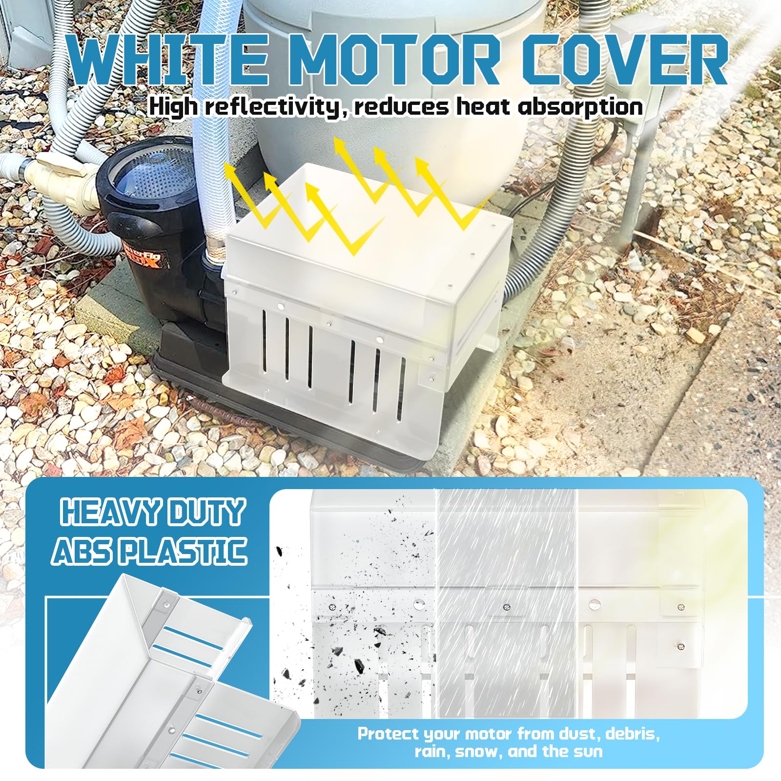 Pool Pump Covers for Outside Units, Swimming Pool Motor Cover for Above Ground Protection, ABS Material - Weatherproof/UV-Resistant Protection/Water Resistant, White - Image 5