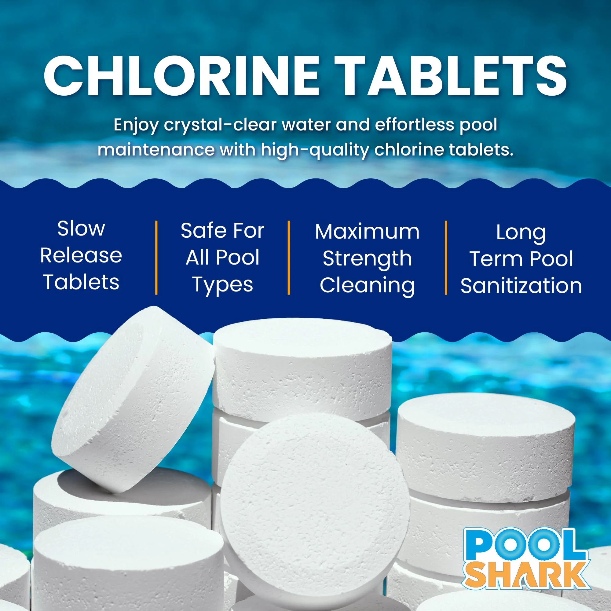 Pool Shark Swimming Pool Chlorine Tablets - 3-Inch Chlorine Tablets - Slow-Dissolving 90% Active Chlorine Tabs - Pool Chemicals for Inground Pools, Above Ground Pools, Saltwater, Spa, Hot Tub (25 lbs) - Image 5