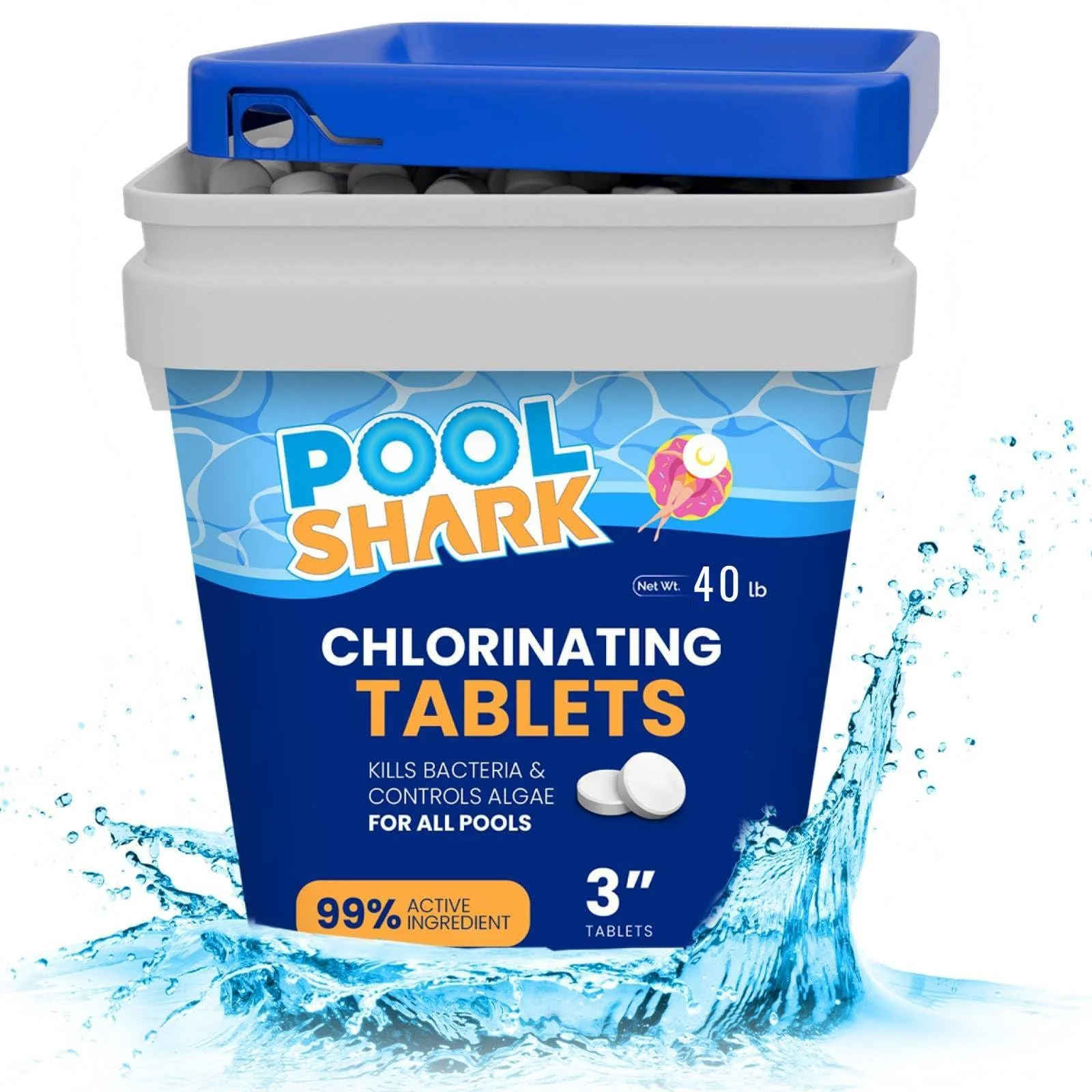 Pool Shark Swimming Pool Chlorine Tablets - 3-Inch Chlorine Tablets - Slow-Dissolving 90% Active Chlorine Tabs - Pool Chemicals for Inground Pools, Above Ground Pools, Saltwater, Spa, Hot Tub (40 lbs) - Image 7