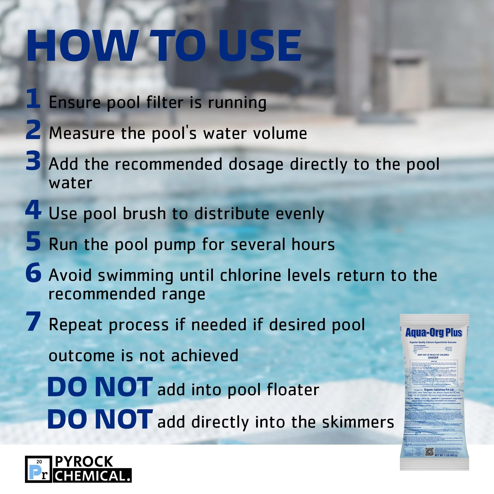 Pool Shock by Aqua Org Plus - 65% Granular Cal Hypo - Swimming Pool Shock for In-Ground, Above Ground, Spas & Hot Tubs - 24-Pack of 1 Pound Bags - Image 6