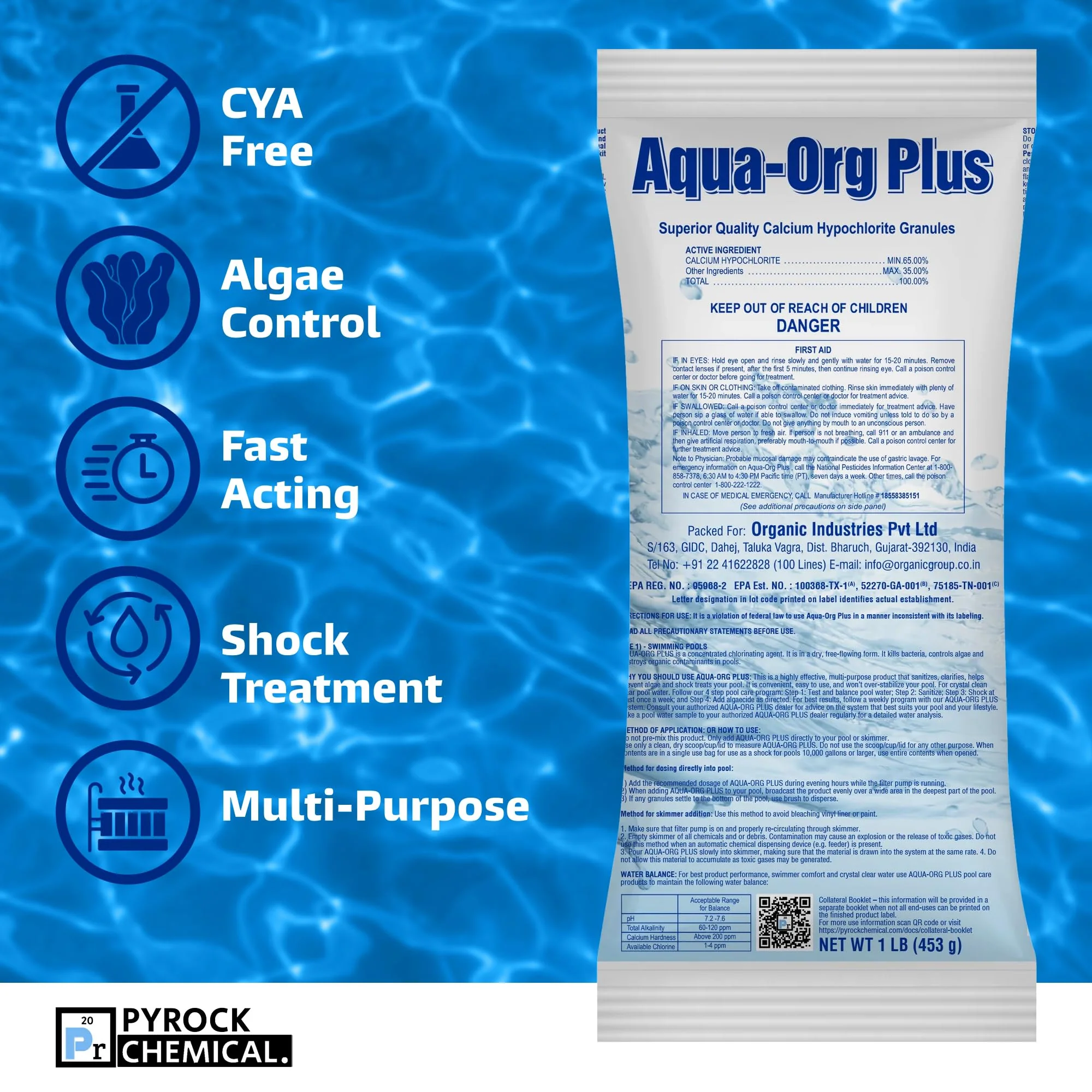 Pool Shock by Aqua Org Plus - 65% Granular Cal Hypo - Swimming Pool Shock for In-Ground, Above Ground, Spas & Hot Tubs - 24-Pack of 1 Pound Bags - Image 7