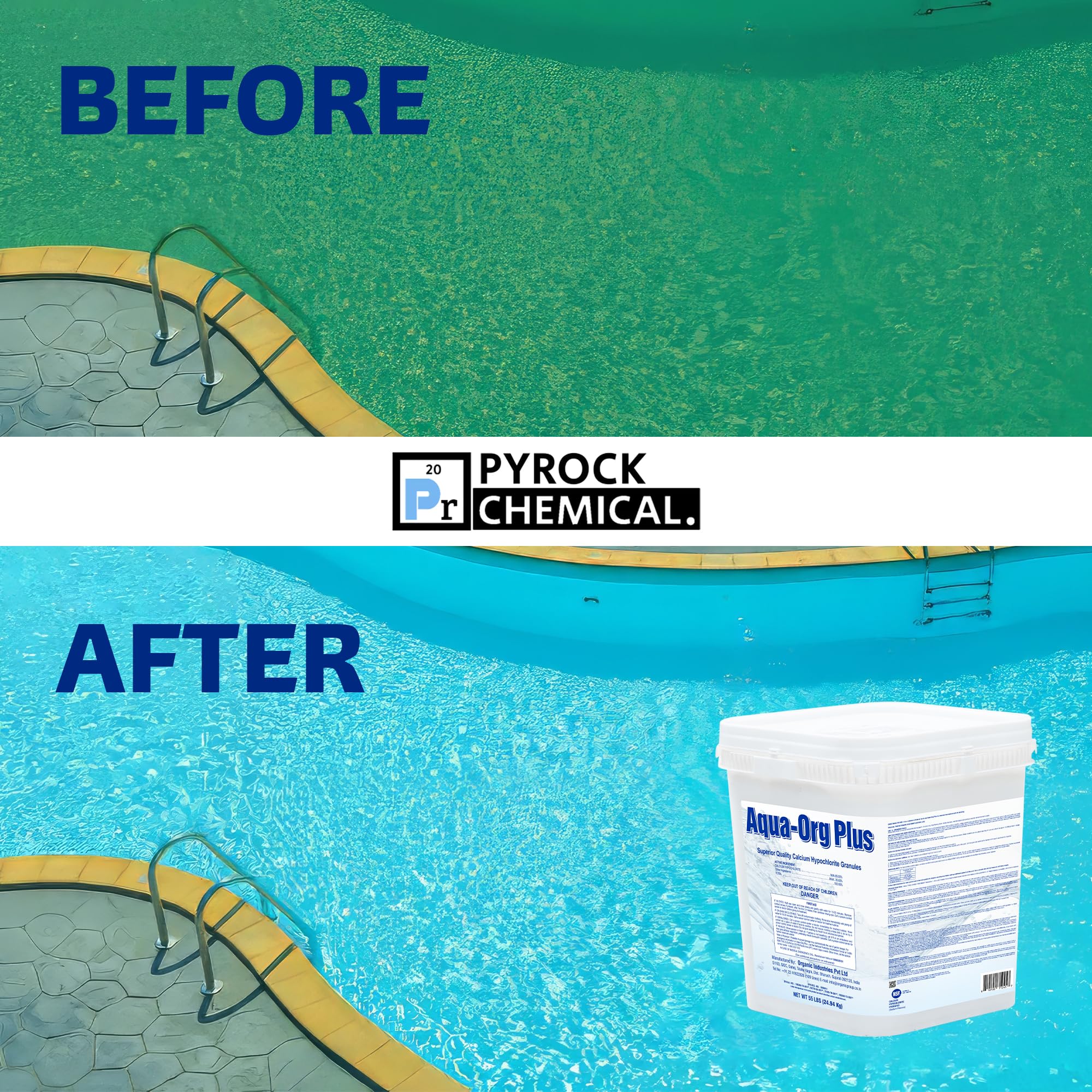 Pool Shock by Aqua Org Plus - New Square 50 Pound Pail - 65% Granular Cal Hypo - Swimming Pool Shock for In-Ground, Above Ground, Spas & Hot Tubs - Image 2