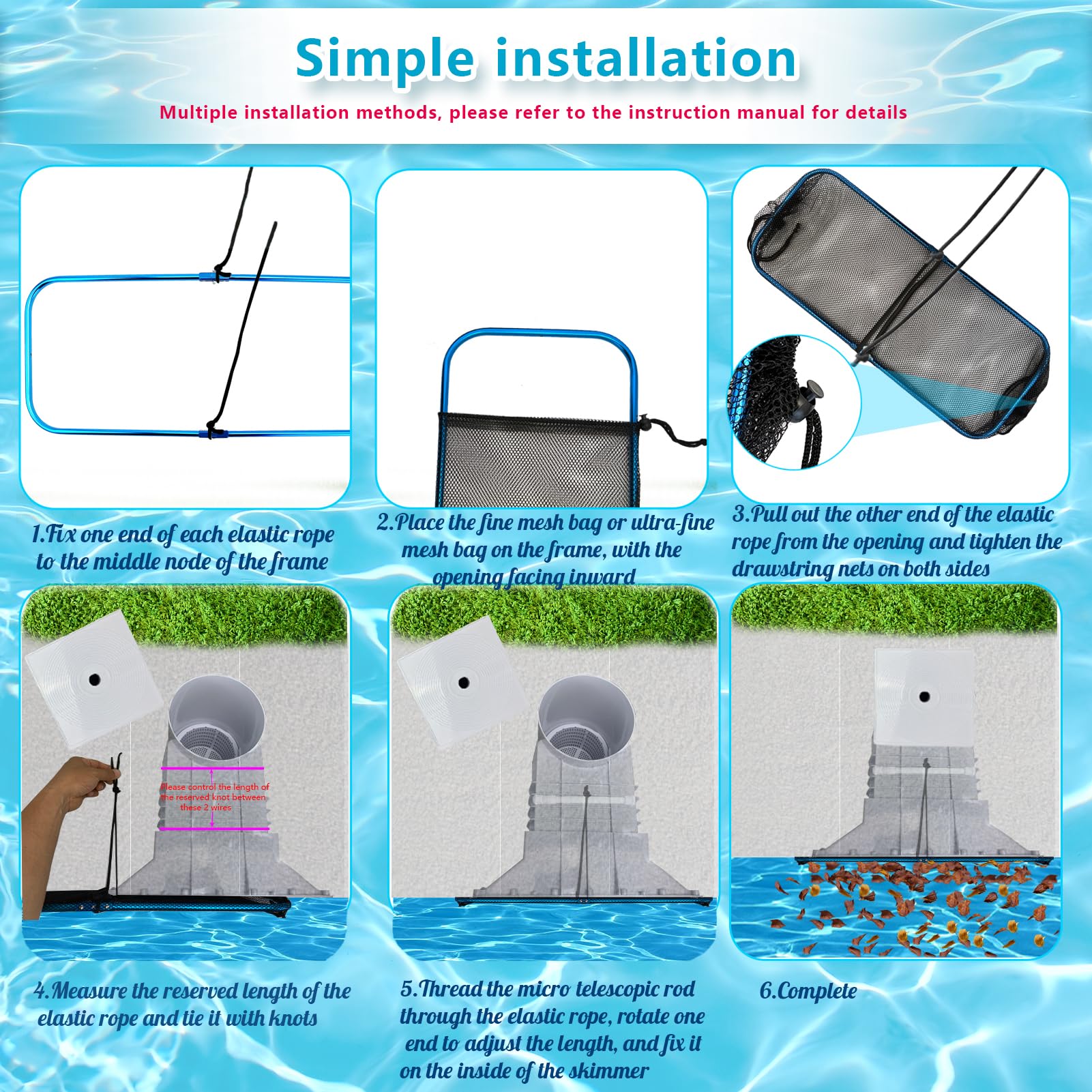 Pool Skimmer Screen Guard, Anti Rust Swimming Pool Skimmer Leaf Guard Net Blocker for Inground Above Ground Vinyl Lined, Pool Skimmer Leaf Catcher with Fine Mesh & Ultra Fine Mesh Easy to Install - Image 4