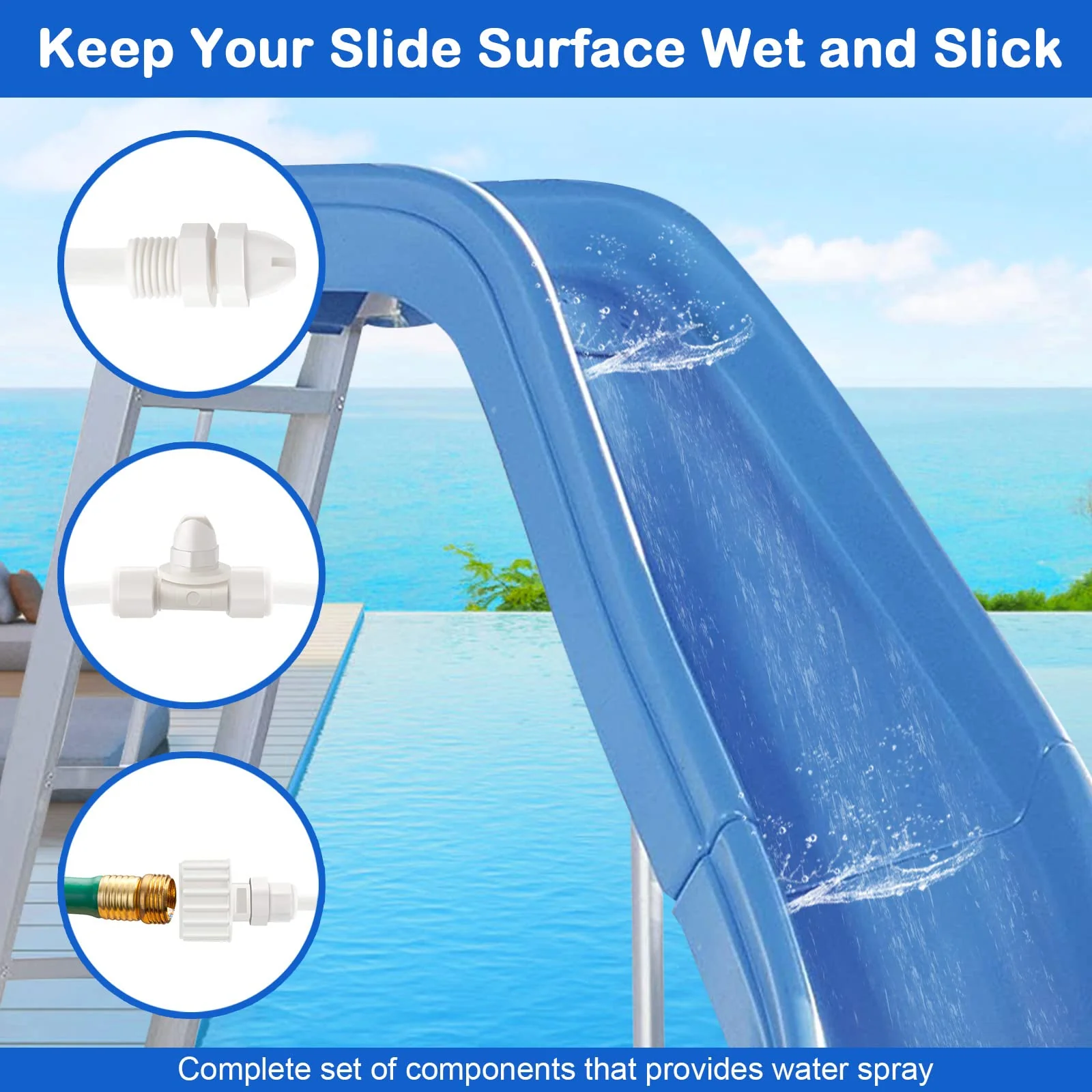Pool Slide Water Tubing Kit, Spray Hose Kit/Parts for Inground Pool Slide, Swimming Pool Slide Water Sprayer - Image 5