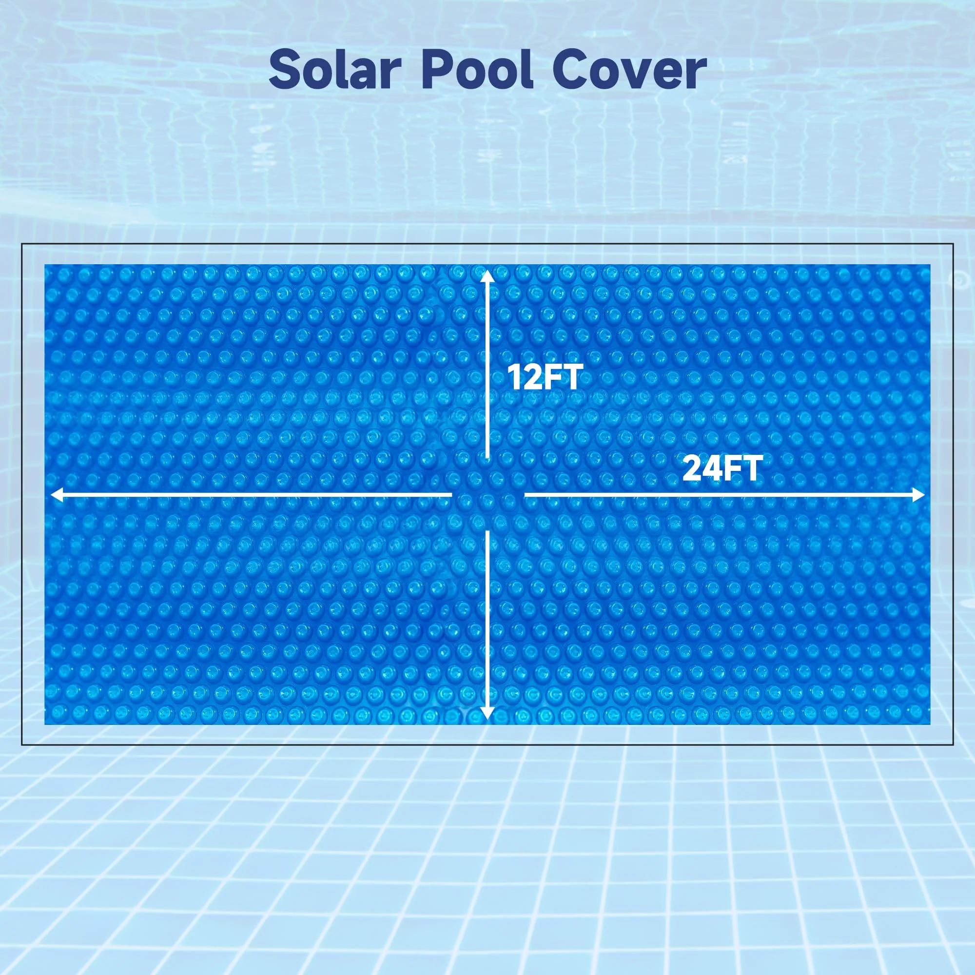 Pool Solar Cover, 12 x 24 ft Durable 16 mil Pool Covers for Inground & Above Ground Pools, Solar Pool Heater, Rectangle Solar Blanket with Bubbles, Blue - Image 2