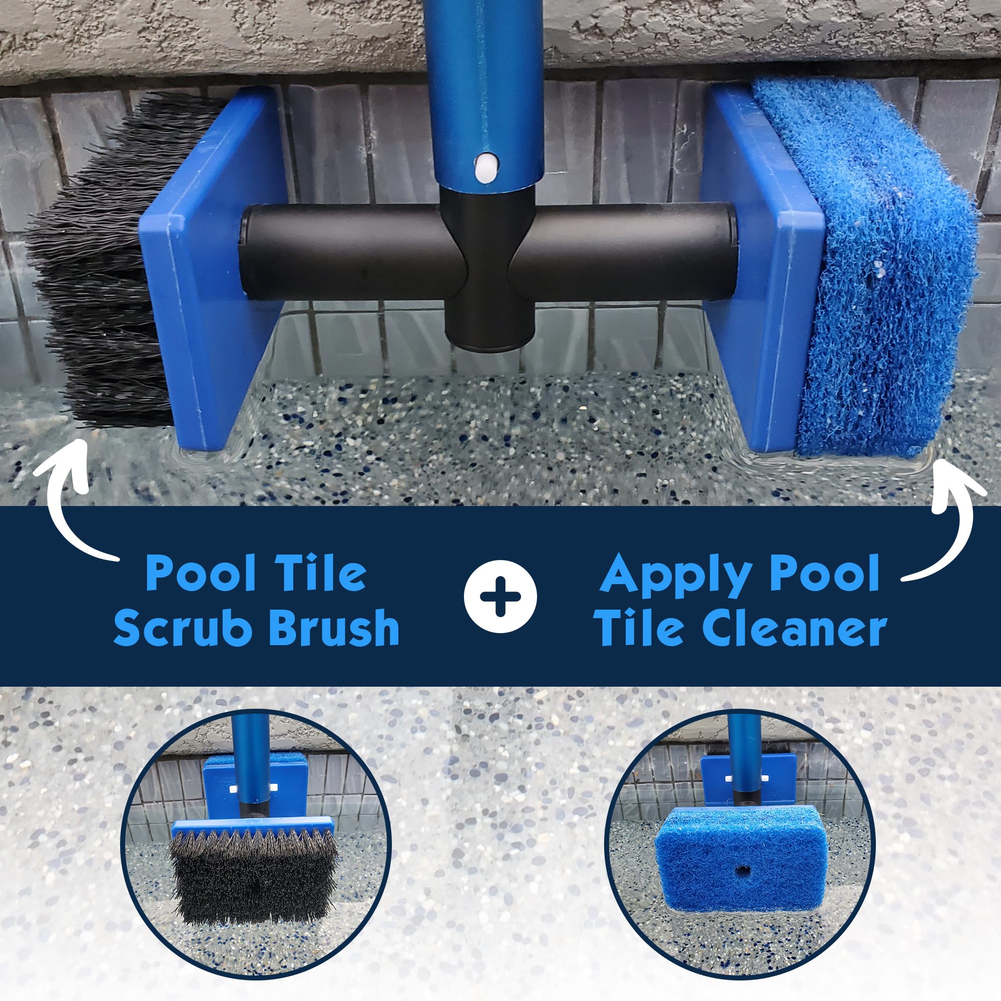 Pool Tile Brush Scrubber 2-in-1 Scrub and Scour Waterline Tile Scale Cleaner - Easily Clean Swimming Pool Tiles Flip Brush - Image 5