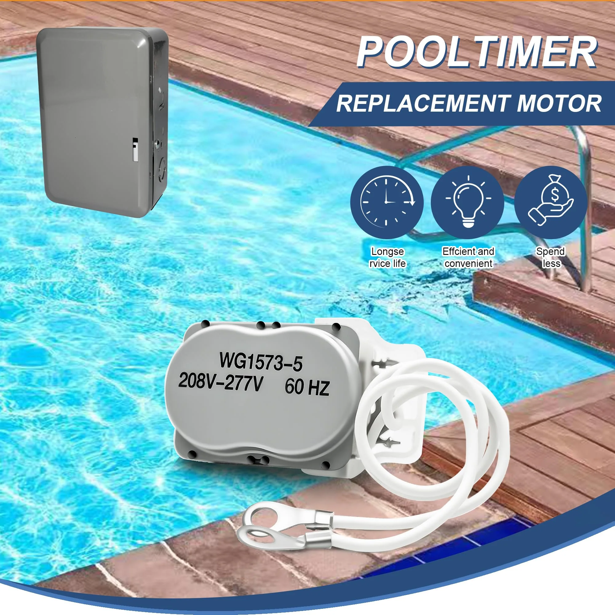 Pool Timer Replacement Motor for WG1570-10D,WG1573-5 Time Clock,208/277V 60Hz,Compatible with T104M,T100,T170,R201,T1400,T100-20 and WH Series - Image 2
