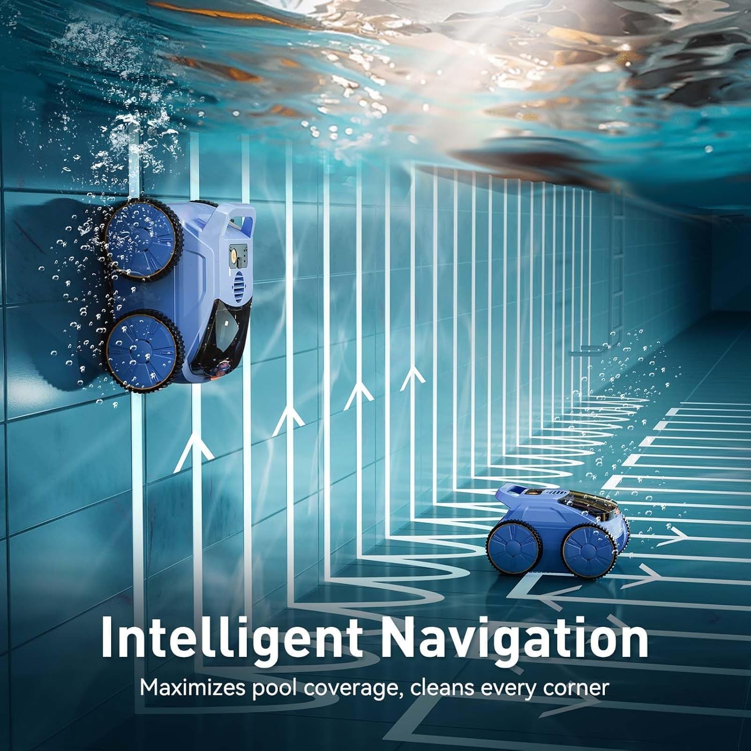Pool Vacuum for Above Ground Pool, Max Up to 180 Mins, Self-Parking, LED Indicator, Wall&Waterline Cleaning Pool Vacuum for Inground Pools, Robotic Pool Cleaner for Pools up to 2000 Sq - Image 5
