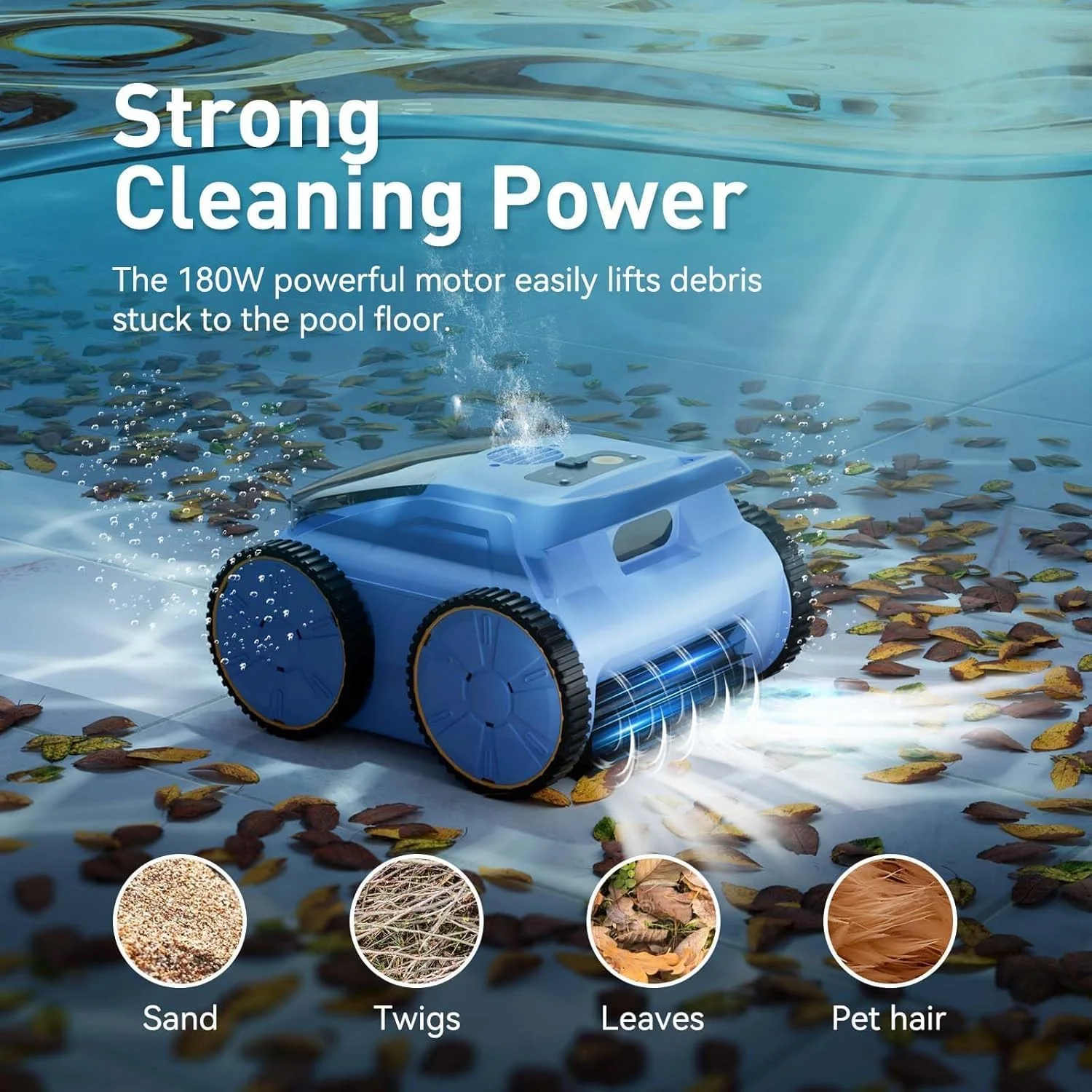 Pool Vacuum for Above Ground Pool, Max Up to 180 Mins, Self-Parking, LED Indicator, Wall&Waterline Cleaning Pool Vacuum for Inground Pools, Robotic Pool Cleaner for Pools up to 2000 Sq - Image 6