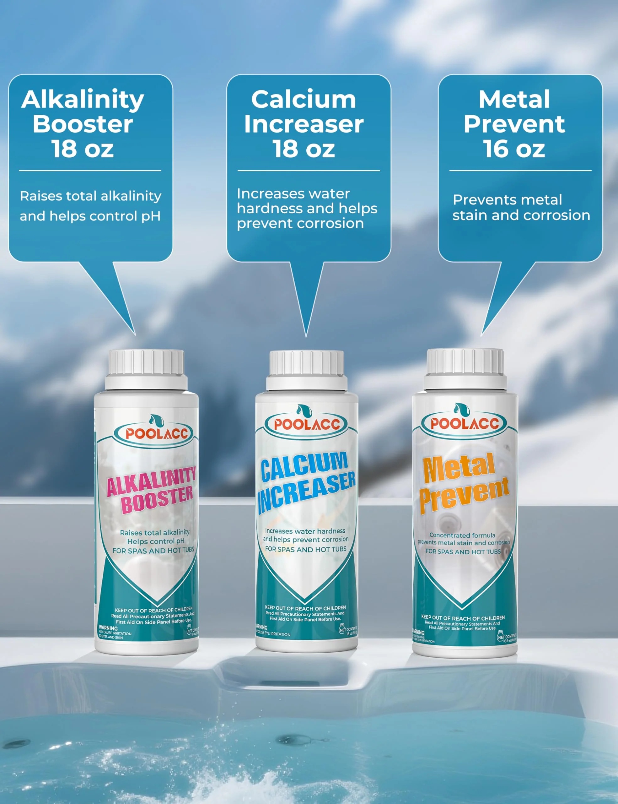 Poolacc Bromine Hot Tub Starter Kit: Includes Extra-Capacity Chemicals, 50 Test Strips, Dispenser & Accessories | All-in-One Spa Maintenance Set - Image 4