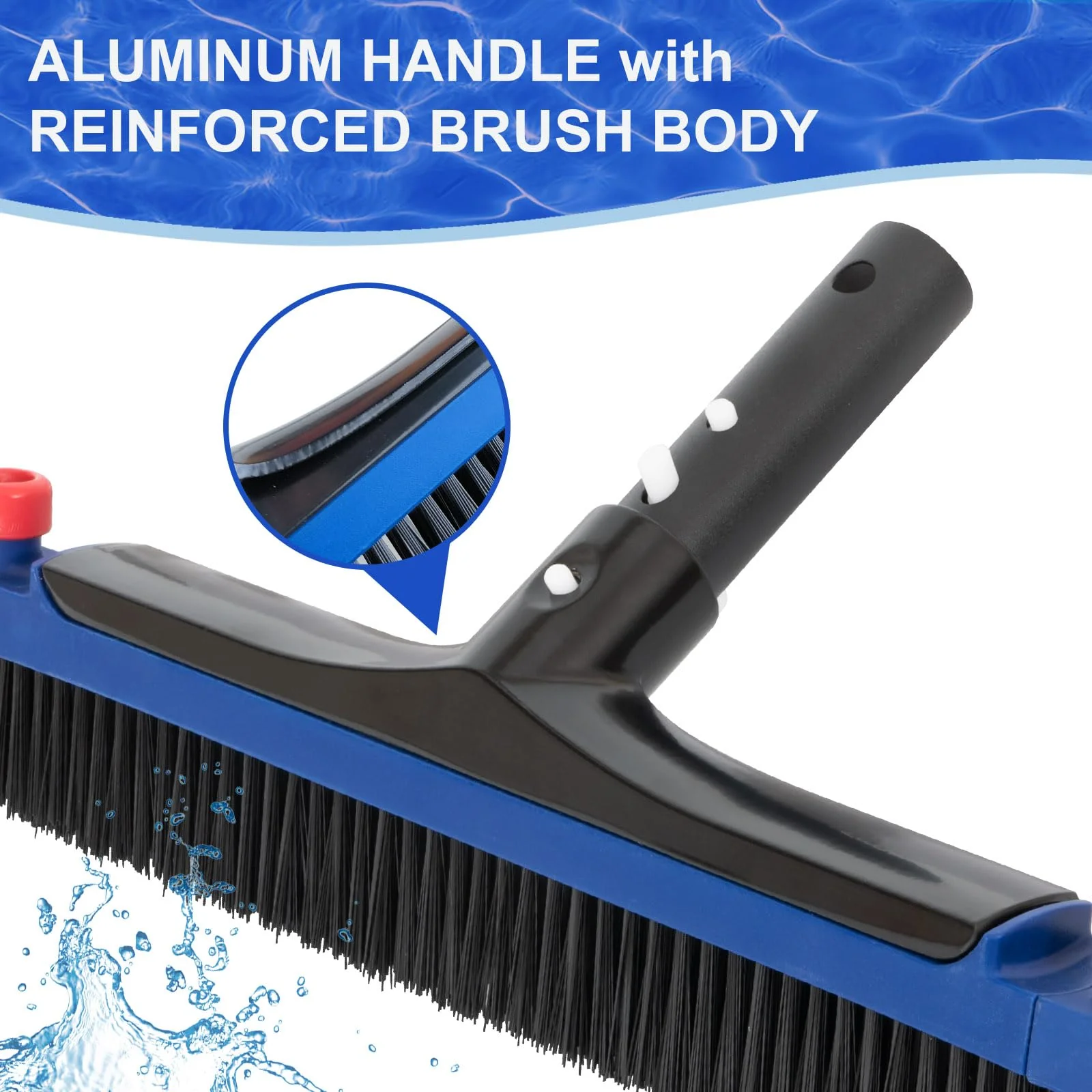 POOLAZA 20'' Pool Brush, Curved Ends Pool Brush Head for Inground Pools with BPT Bristles & EZ Clip, Premium Pool Brushes for Cleaning Pool Walls & Floors, Heavy Duty High-Efficiency Pool Scrub Brush - Image 5