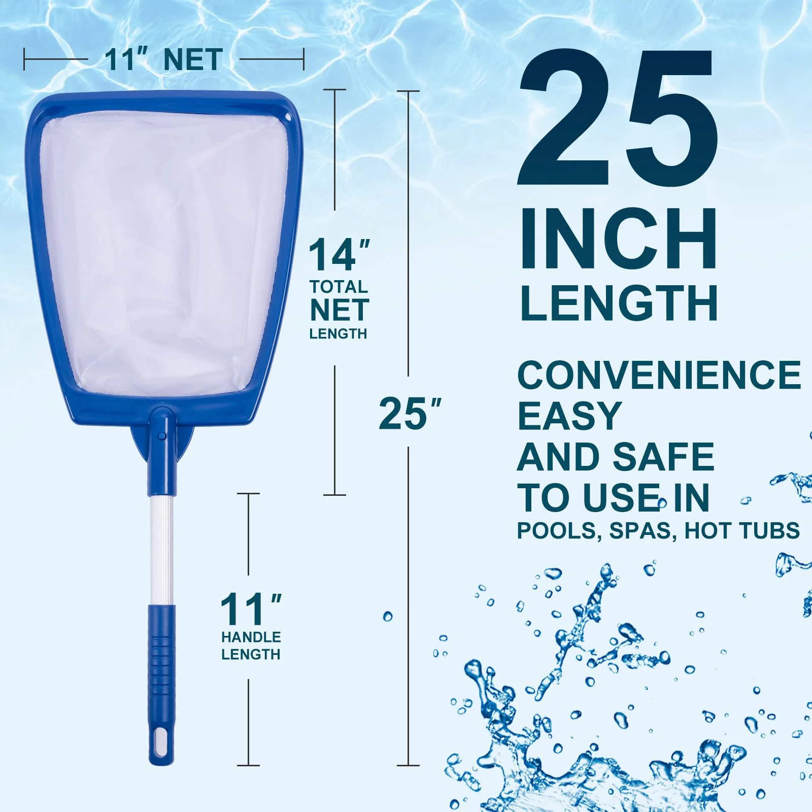 POOLAZA Hot Tub Skimmer Net Handheld, Professional Pool, Spa, Pound Skimmer Net with Aluminum Pole Handle, Deep Ultra Fine Mesh Netting Small Pool Skimmer Net, Upgrade Durable Hot Tub Net Hand Skimmer - Image 3