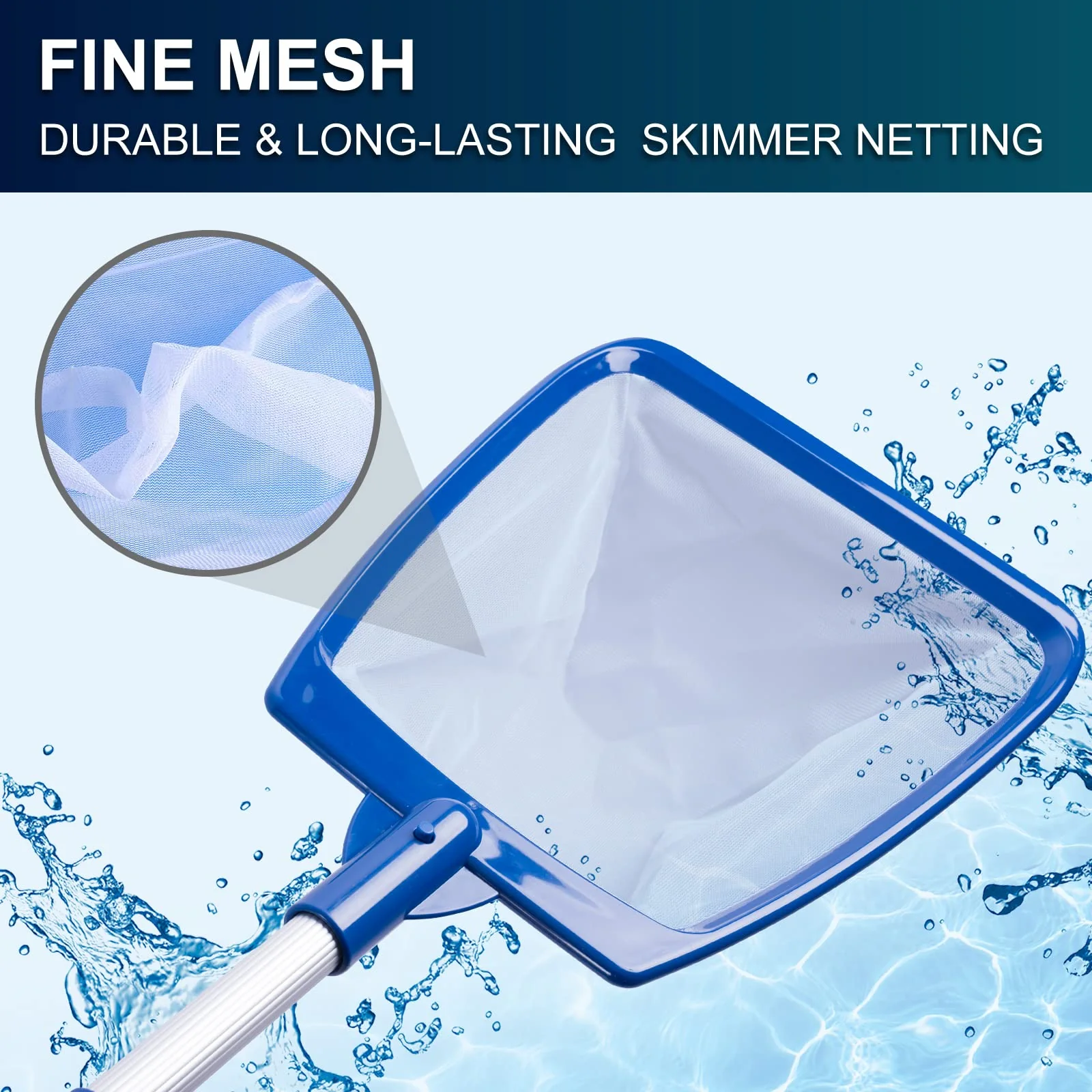 POOLAZA Hot Tub Skimmer Net Handheld, Professional Pool, Spa, Pound Skimmer Net with Aluminum Pole Handle, Deep Ultra Fine Mesh Netting Small Pool Skimmer Net, Upgrade Durable Hot Tub Net Hand Skimmer - Image 6