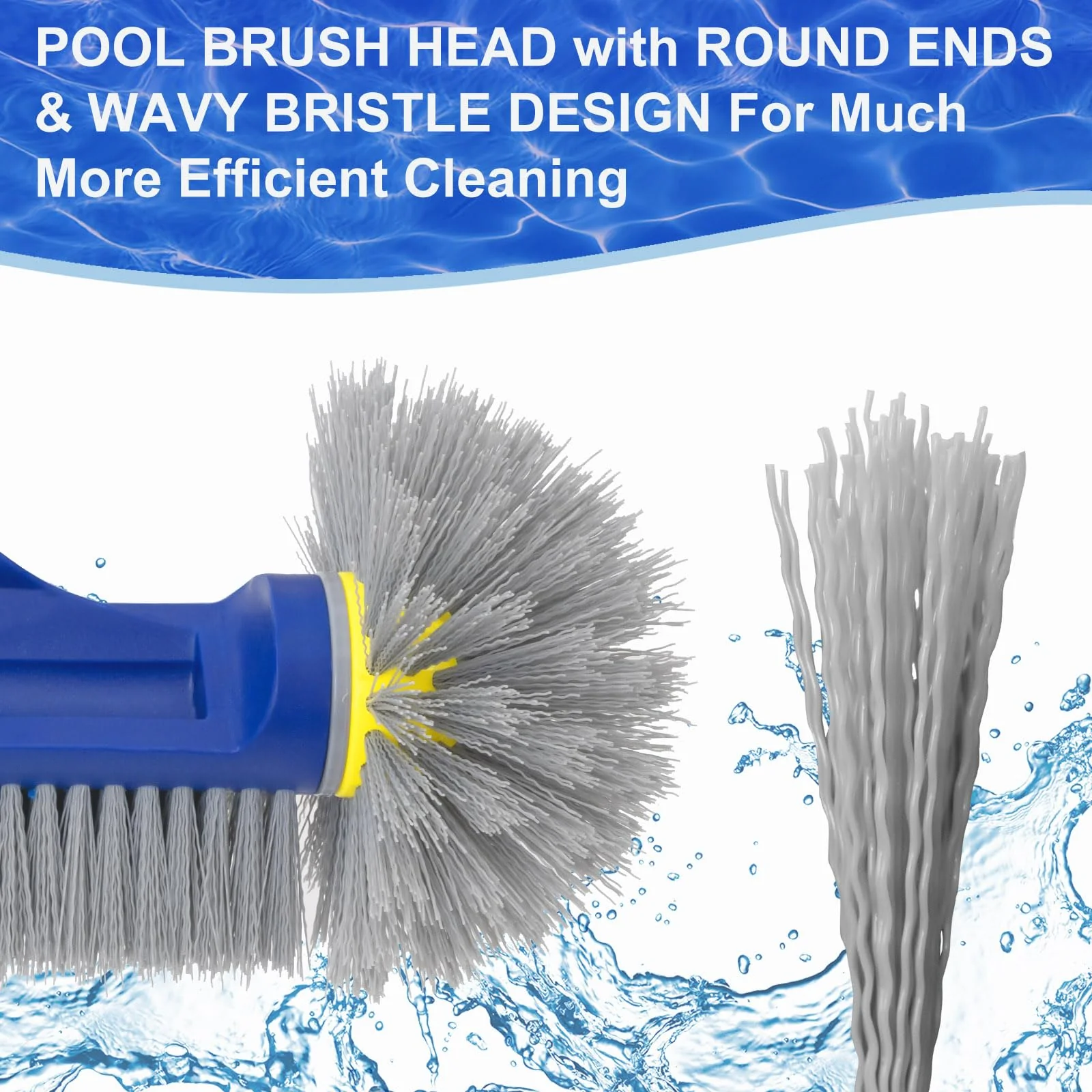 POOLAZA Pool Brush with Round Ends, 12.5'' Pool Brush Head for Inground Pools/Above Ground Pools, Spa, Hot Tub, High-Efficiency Pool Scrub Brush fit Standard Pool Pole - Image 5