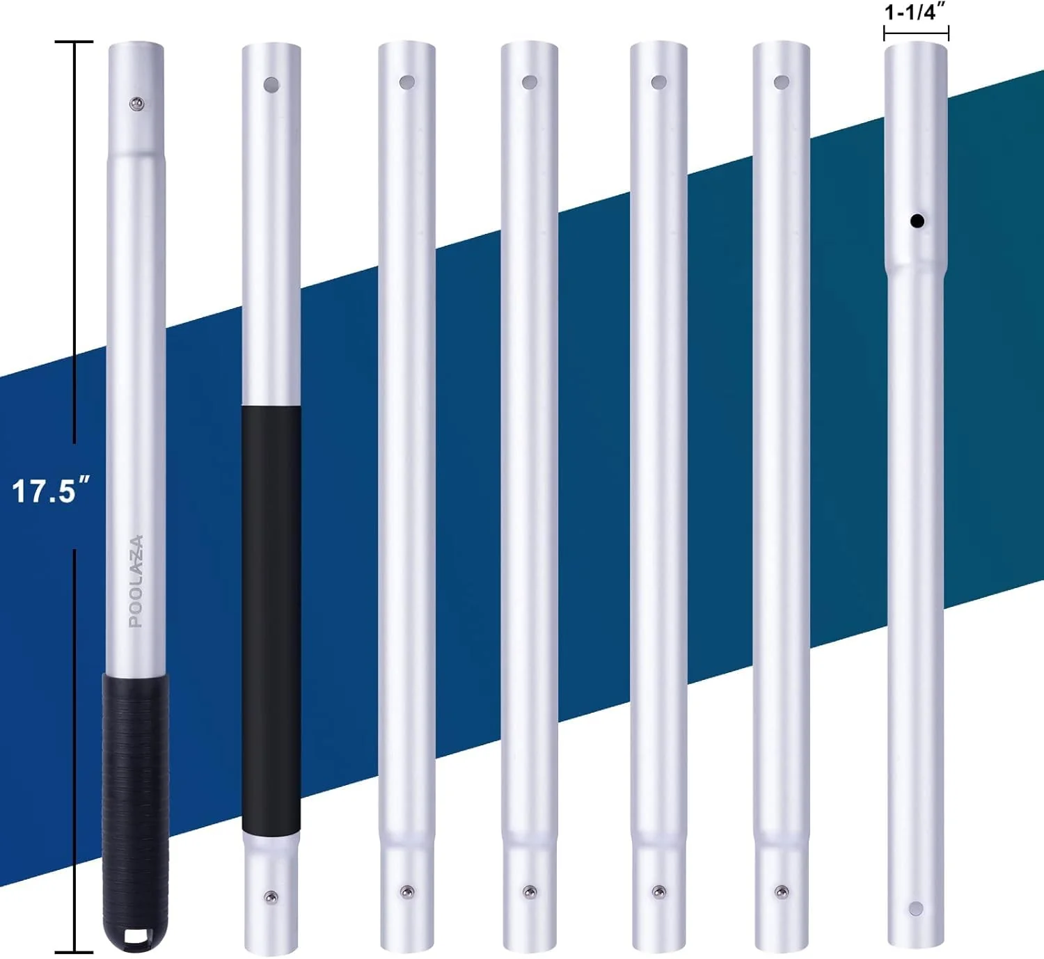 POOLAZA Pool Pole Dual-Handle, Anodized Aluminum Pool Skimmer Pole, Detachable & Telescopic Pool Pole Up to 10.5 Ft, Portble Pool Poles for Cleaning Suitable for Pool Skimmer, Vacuum Head, Brush Etc. - Image 3