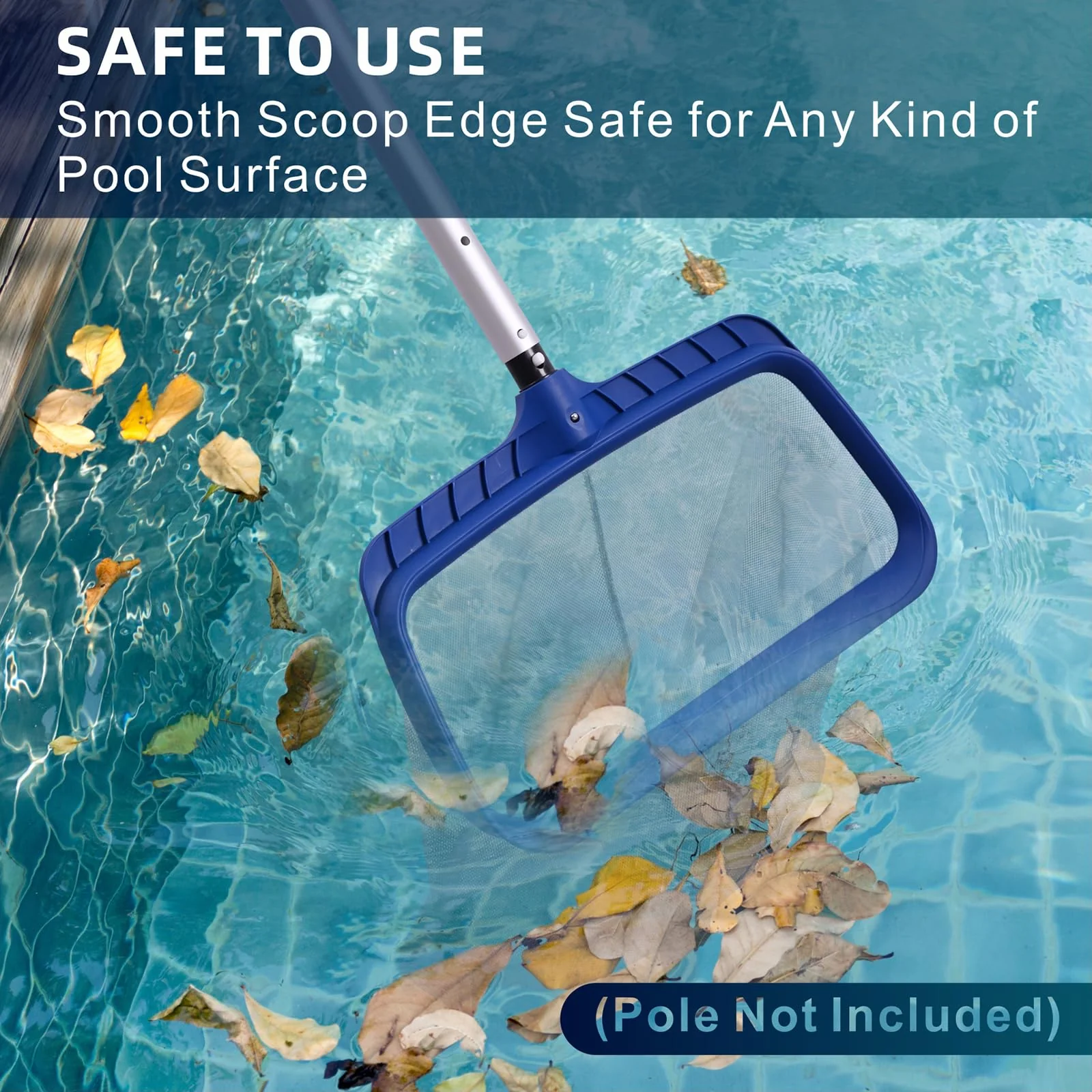 POOLAZA Pool Skimmer Net, Larger Capacity Pool Net Skimmer with Durable Deep Net, Sturdy Frame Pool Nets for Cleaning Effortlessly, High-Efficiency Pool Leaf Net with Easy Scoop Edges - Image 2