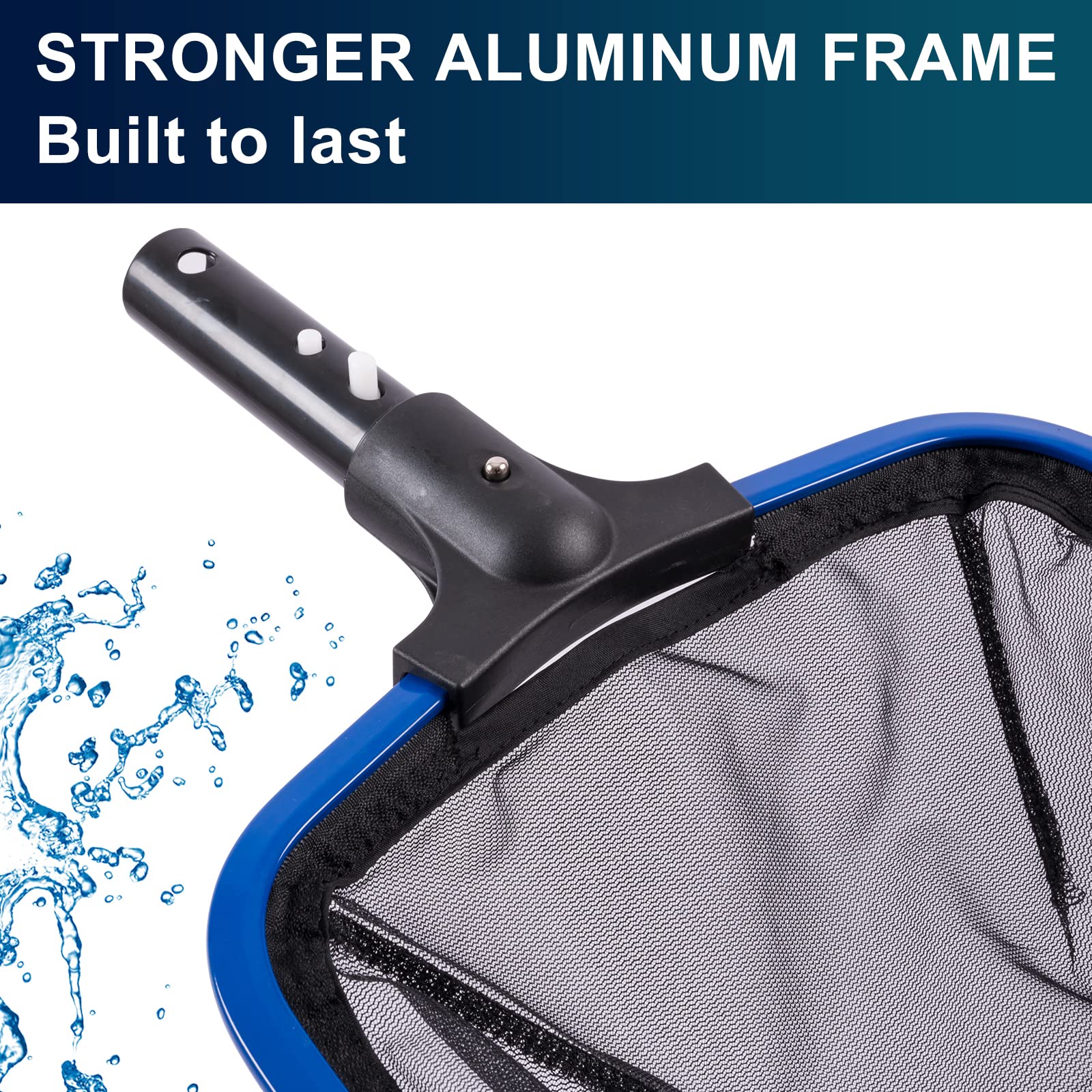 POOLAZA Ultra Fine Mesh Pool Skimmer Net with Aluminum Frame, Aluminum Pool Net for Cleaning Efficiently, Durable Pool Skimmer Net Fine Mesh Ideal for Fine Debris Removal, Fine Mesh Pool Net Skimmer - Image 6