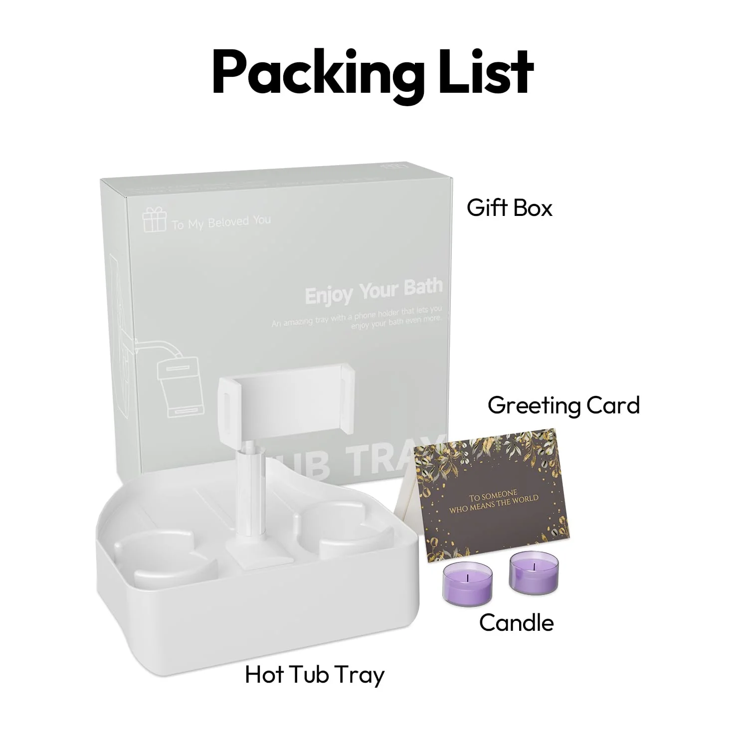 POOLCOMFT Hot Tub Table Tray with Adjustable Phone Holder, 2 Cup Holders, Hot Tub Accessories, Perfect for Outdoor Inflatable Hot Tub & Pool, Unique Gifts for Women, Mom(Scented Candle & Card) - Image 8