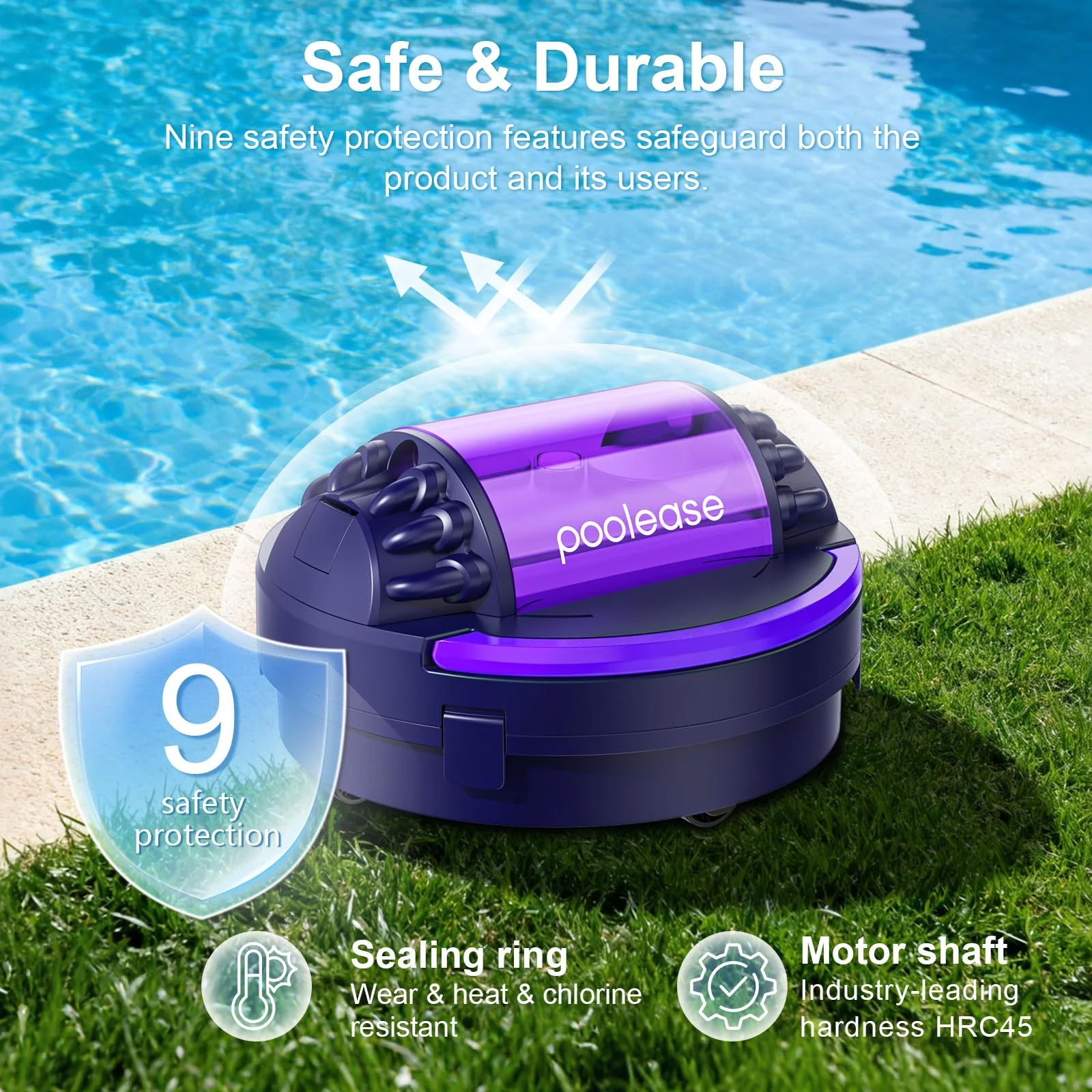 Poolease X1 Cordless Robotic Pool Vacuum, Automatic Pool Cleaner with 45W Dual-Motor, Ideal for Inground Above-Ground Flat Pool, 2L Debris Capacity - Image 3