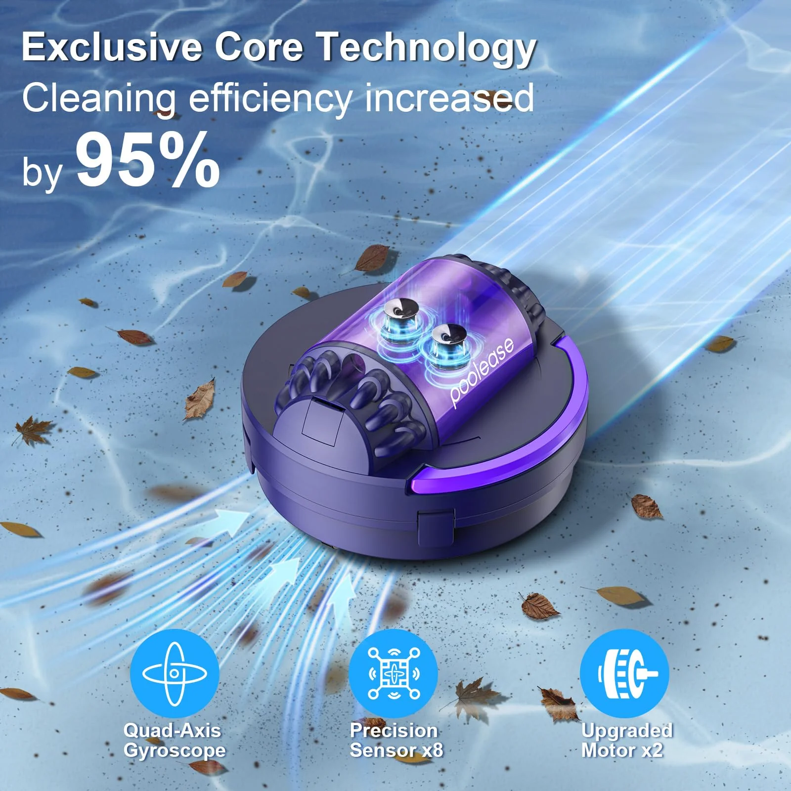 Poolease X1 Cordless Robotic Pool Vacuum, Automatic Pool Cleaner with 45W Dual-Motor, Ideal for Inground Above-Ground Flat Pool, 2L Debris Capacity - Image 7