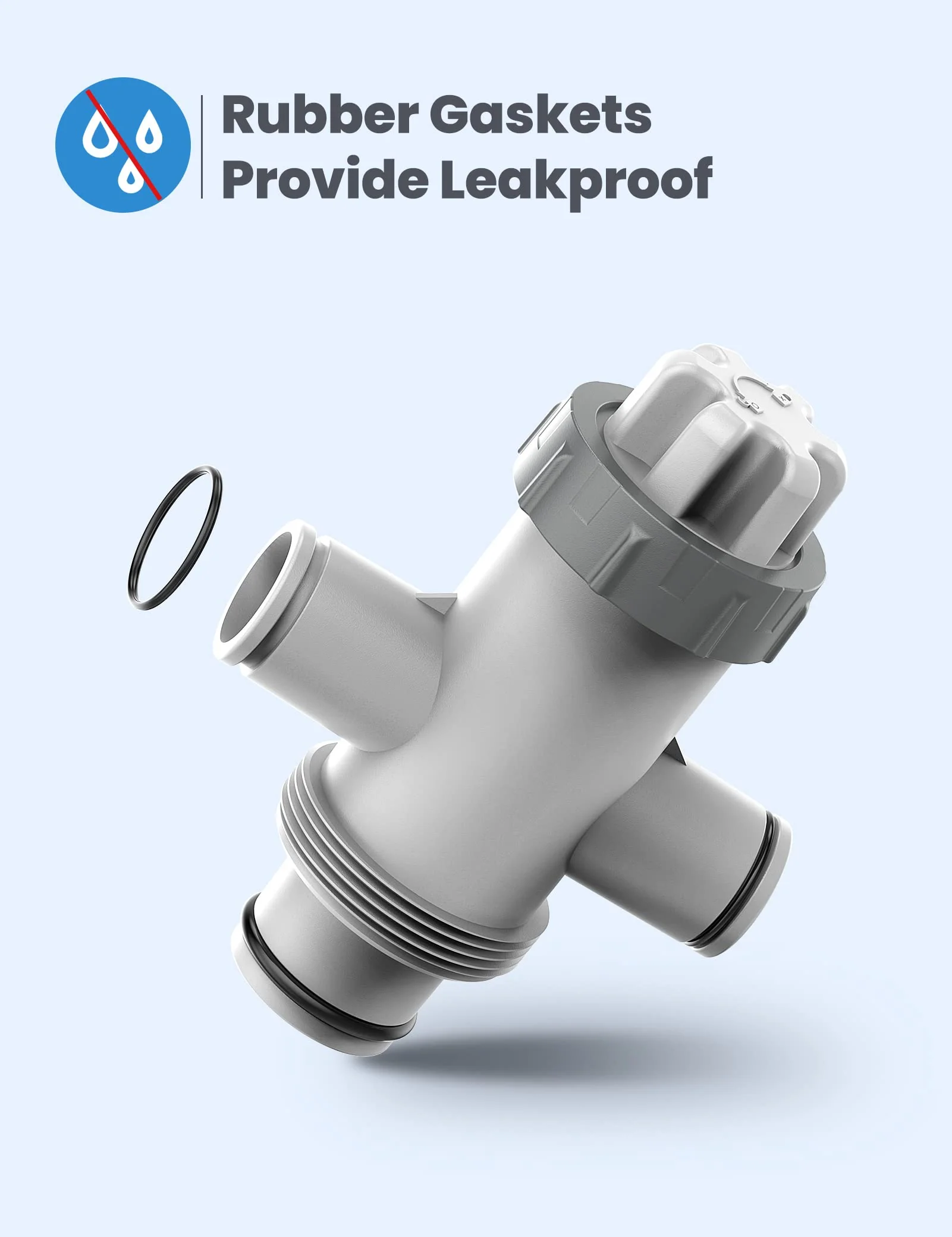 POOLHACKER Pool Fittings Dual Split Hose Plunger Valve, Pool Parts Replacement Shut-Off Valve with Dual inlets for Above Ground Pool - Image 3