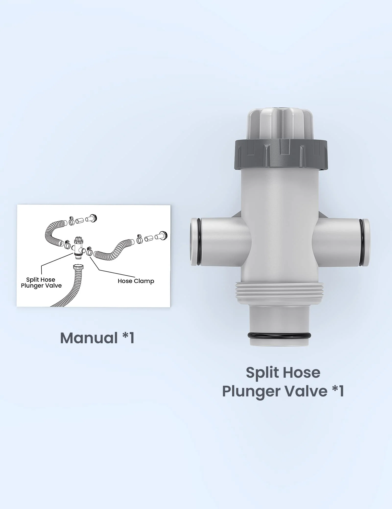 POOLHACKER Pool Fittings Dual Split Hose Plunger Valve, Pool Parts Replacement Shut-Off Valve with Dual inlets for Above Ground Pool - Image 4