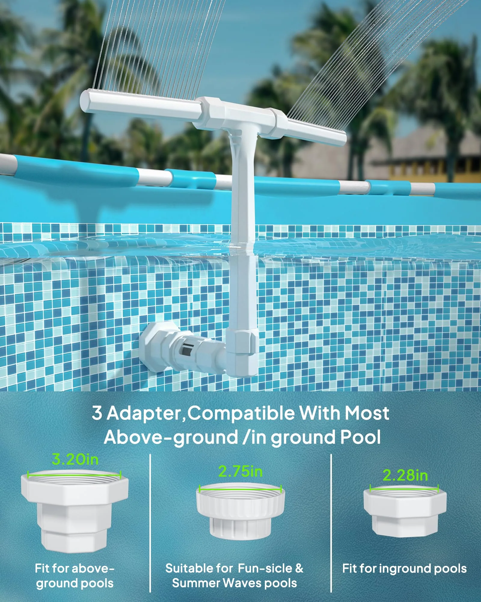 POOLHOUR 2026 Height Upgrade Pool Fountain - Dual Spray High-Pressure Adjustable Waterfall Sprinkler Cooler for Above-Ground & Inground, 360° Cooling Jet & Relaxation Features,White - Image 4