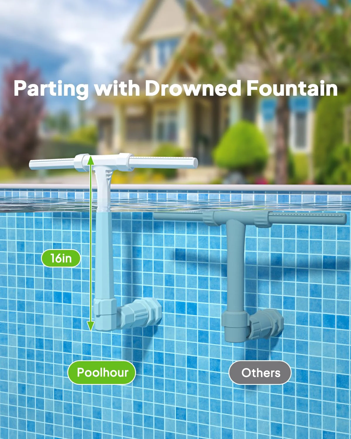 POOLHOUR 2026 Height Upgrade Pool Fountain - Dual Spray High-Pressure Adjustable Waterfall Sprinkler Cooler for Above-Ground & Inground, 360° Cooling Jet & Relaxation Features,White - Image 7