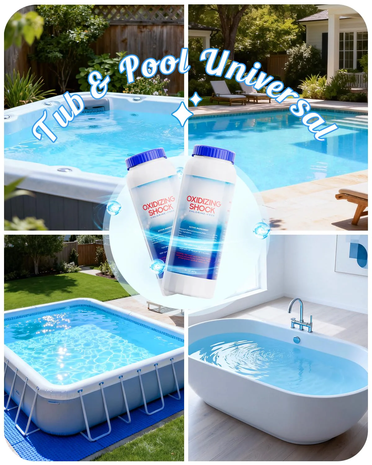 POOLHOUR 32 Oz Non-Chlorine Oxidizing Shock for Hot Tub, Oxidizer for Spas and Swimming Pools, Hot Tub Shock, 2 Pack - Image 2