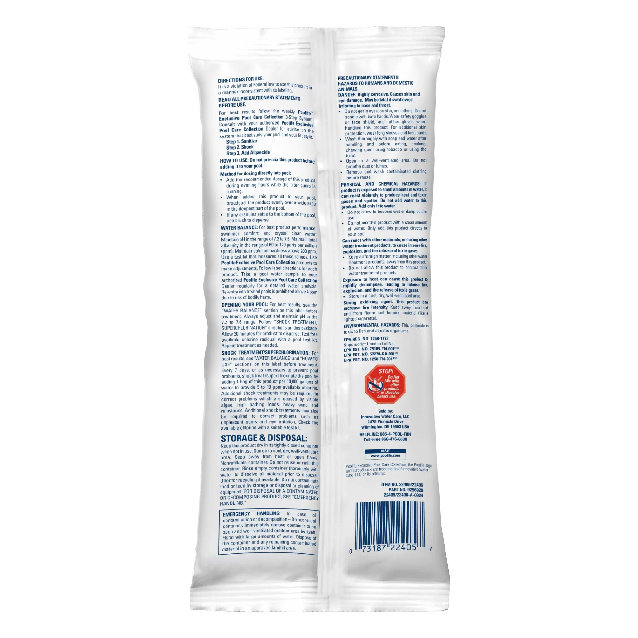 Poolife Turbo Shock to Eliminate Algae, Bacteria & Cloudy Water - Strongest 78% Calcium Hypochlorite Pool Shock - Fast-Dissolving, No Pre-Mixing - Safe Chlorine Shock for All Surfaces - 12 X 1lb Bag - Image 6