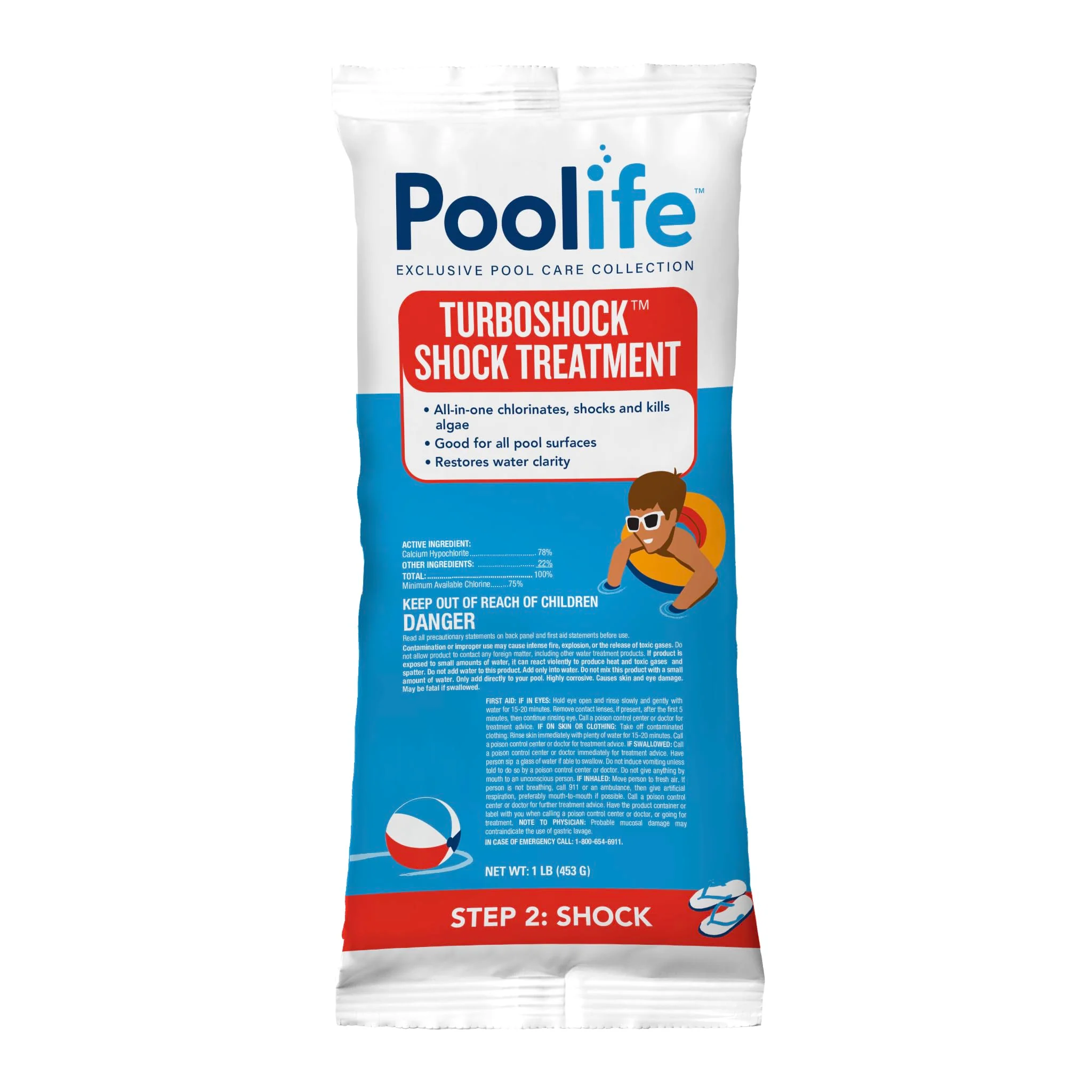 Poolife Turbo Shock to Eliminate Algae, Bacteria & Cloudy Water - Strongest 78% Calcium Hypochlorite Pool Shock - Fast-Dissolving, No Pre-Mixing - Safe Chlorine Shock for All Surfaces - 12 X 1lb Bag - Image 7