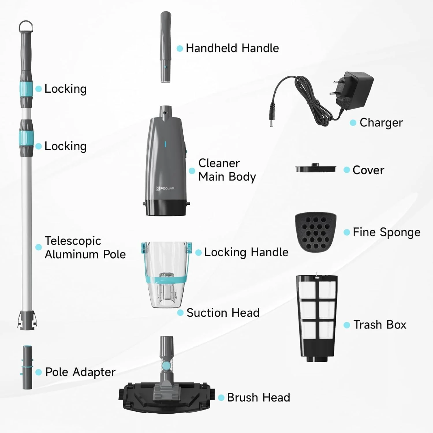 PoolMr Cordless Handheld Pool Vacuum, Rechargeable Pool Cleaner with 18.5 Gal/Min Suction, 60 Min Runtime, Dual-Phase Cleaning System, Ideal for Above Ground Pools, Spas, Hot Tubs, Black - Image 2