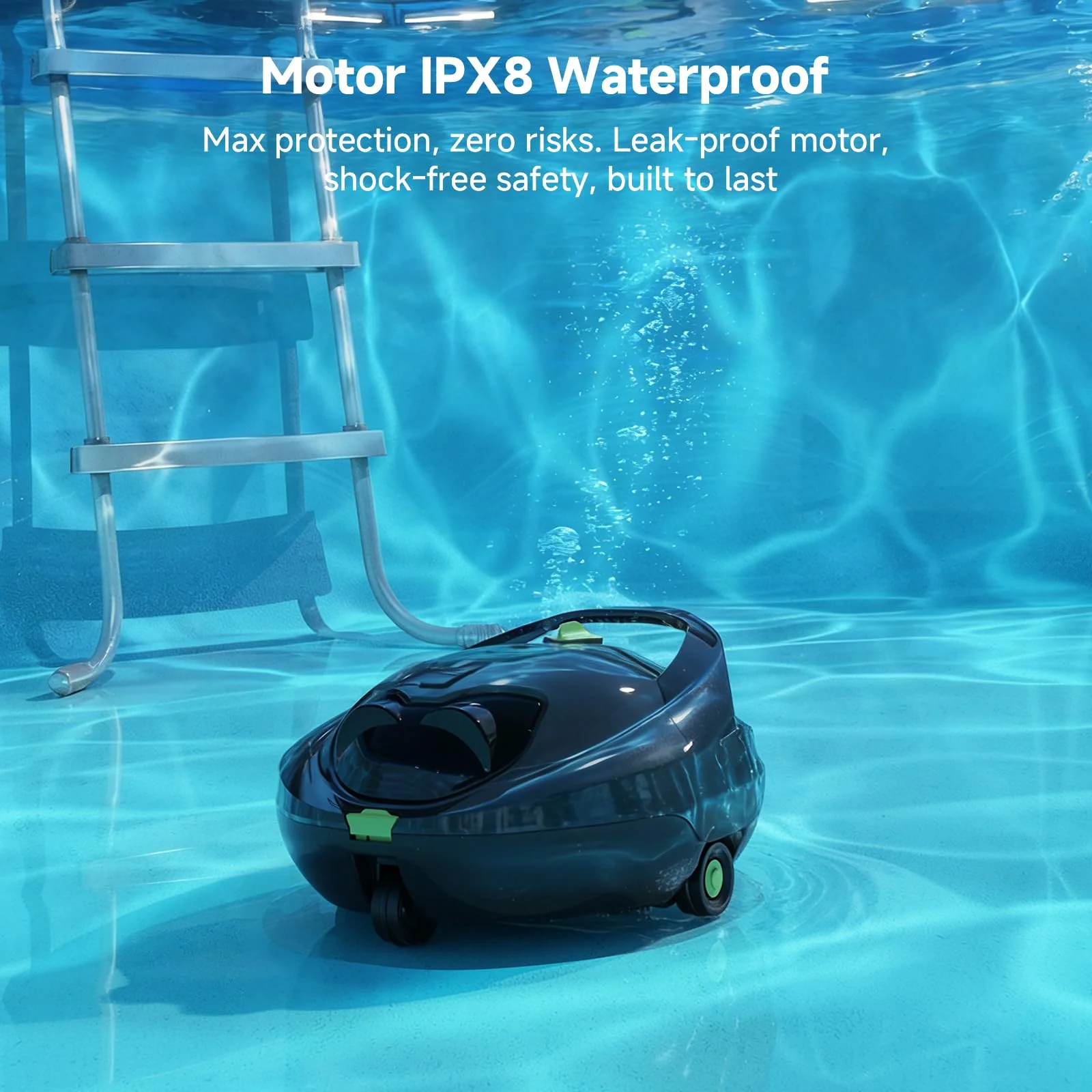 Pooloob PF1 Cordless Pool Vacuum Cleaner Robot: 150 Min Runtime, Triple Layer Filtration, Floor Only Cleaning for Above/In Ground Pools up to 1345 Sq.Ft, Includes Floating Buoy with 8Ft Tether - Image 10